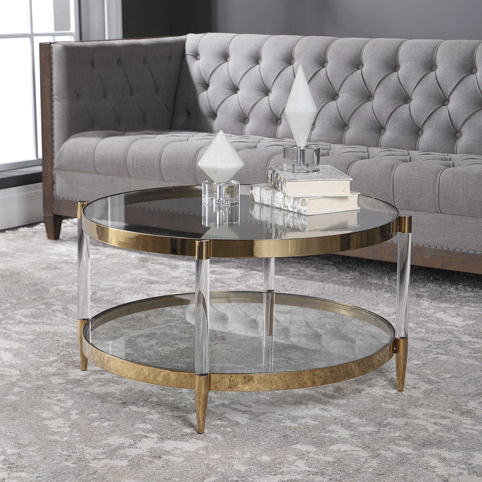 Kellen - Glass Coffee Table - Gold - Image 2