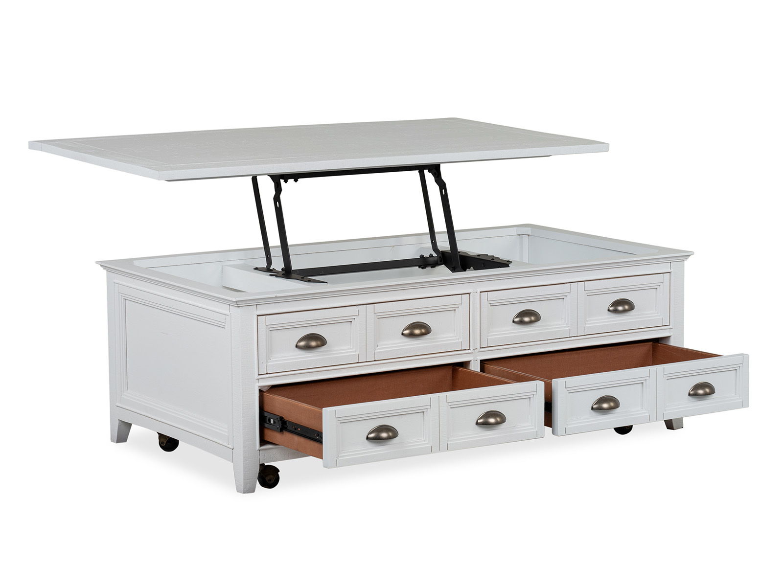 Heron Cove - Lift Top Storage Cocktail Table With Casters - Chalk White - Image 2