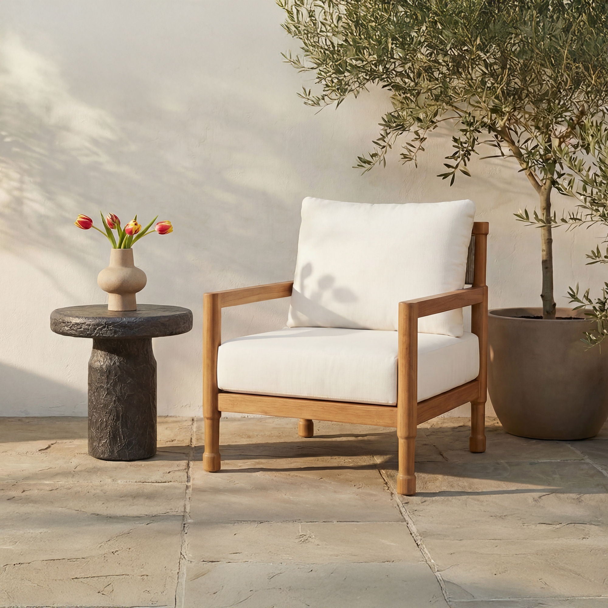 Nia – Outdoor Side Table – Charcoal / Gray