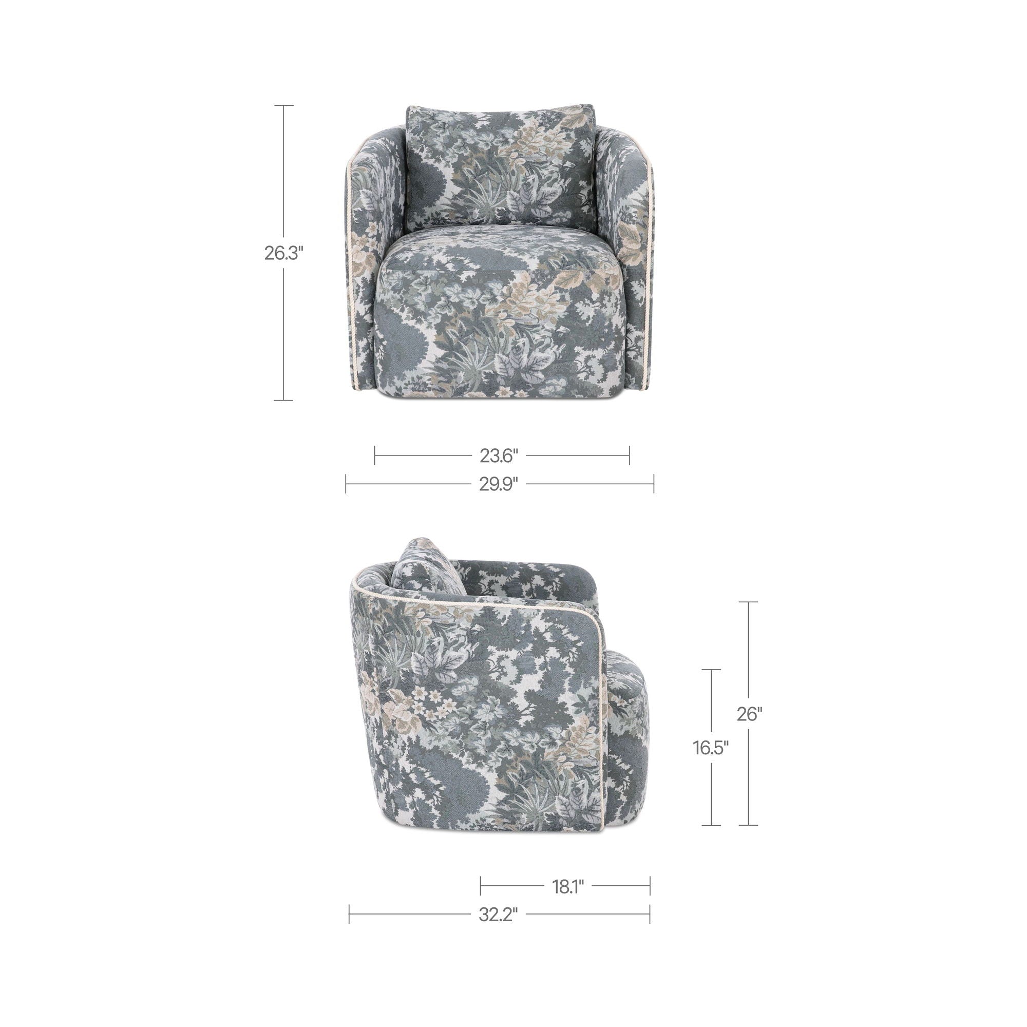 Cecil - Accent Chair Tapestry - Blue / Gray - Image 2
