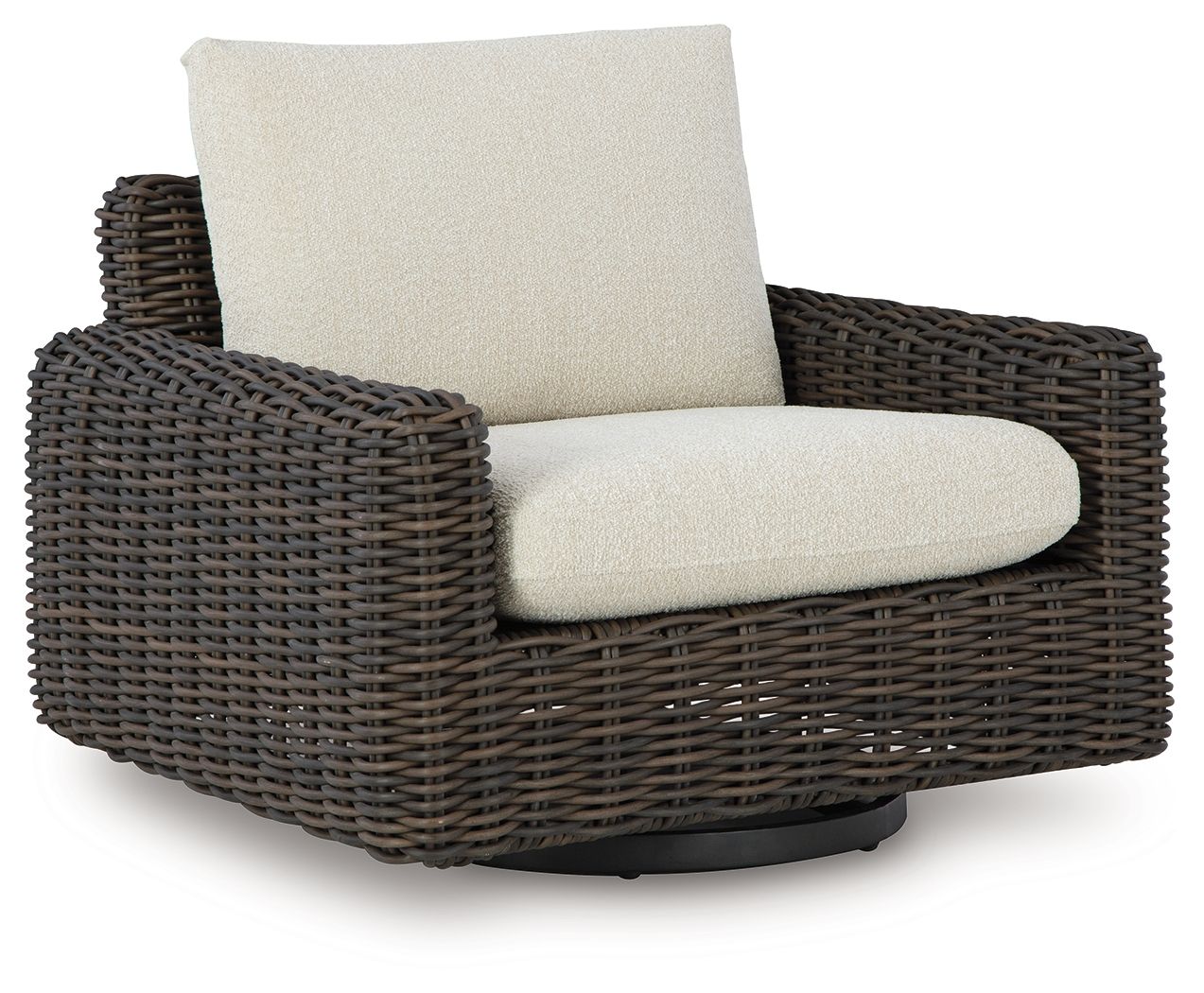 Kimora - Swivel Glider Lounge With Cushion - Beige / Dark Brown - Image 1