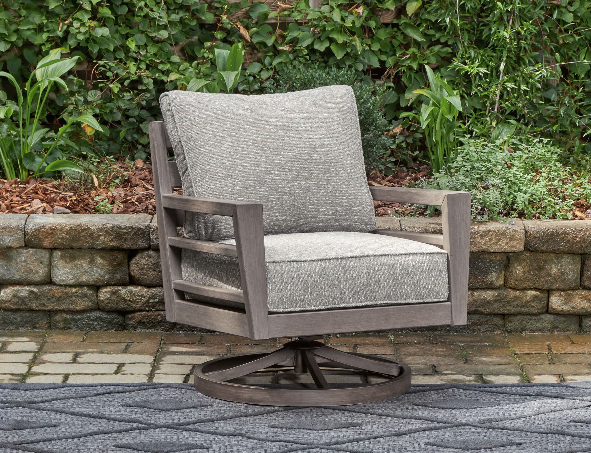 Hillside Barn - Swivel Lounge W/ Cushion - Gray / Brown - Image 3