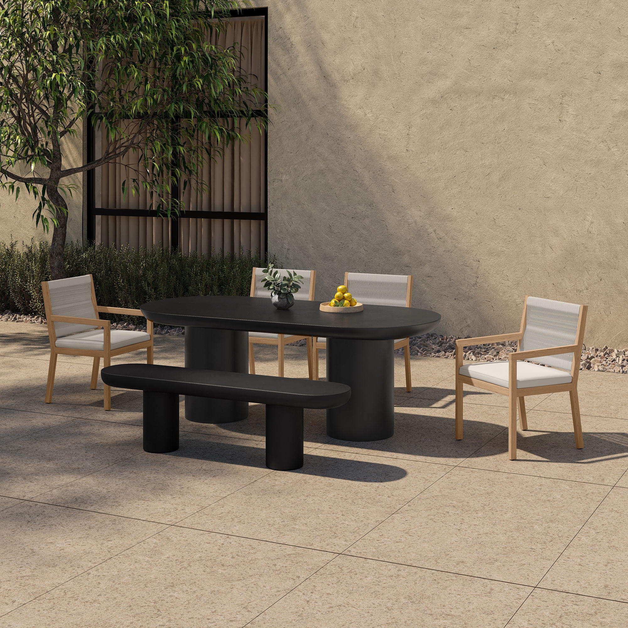 Rocca - Cement Dining Table - Black - Image 2