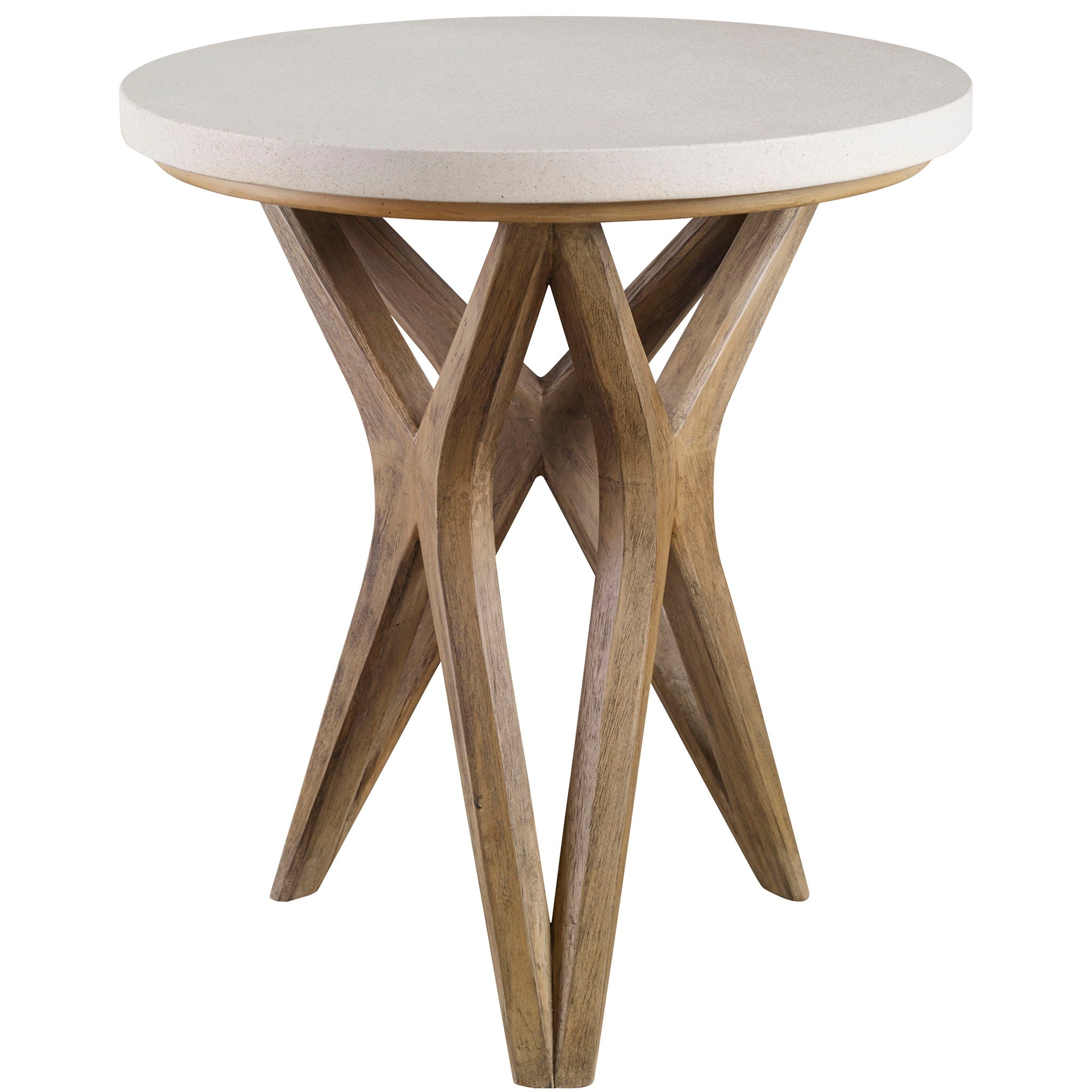 Marnie - Limestone Side Table - White & Light Brown - Image 1