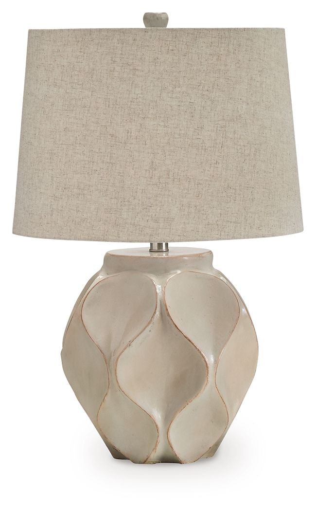 Edselham - Paper Table Lamp - Distressed Cream - Image 1