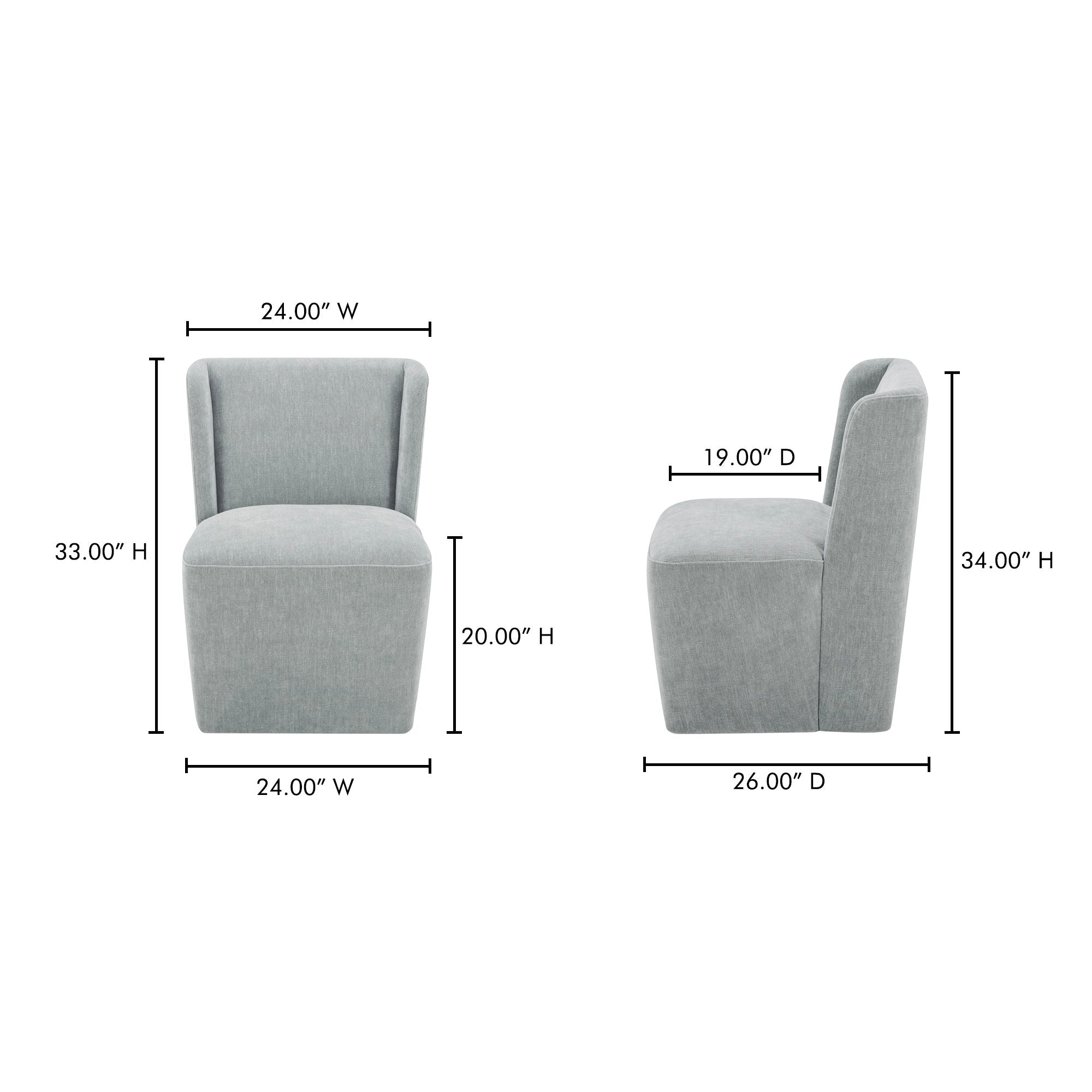 Cormac - Rolling Dining Chair - Slate / Green - Image 2