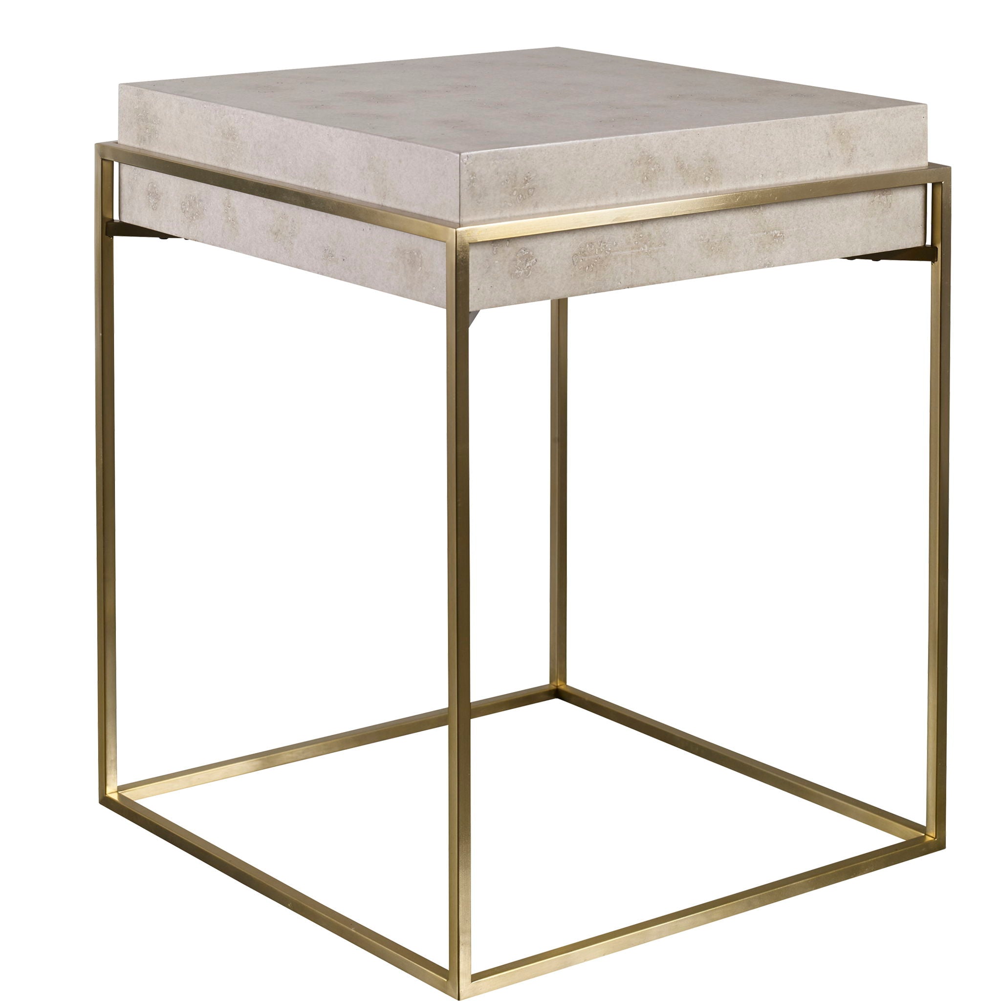 Inda - Modern Accent Table - Beige & Gold - Image 1