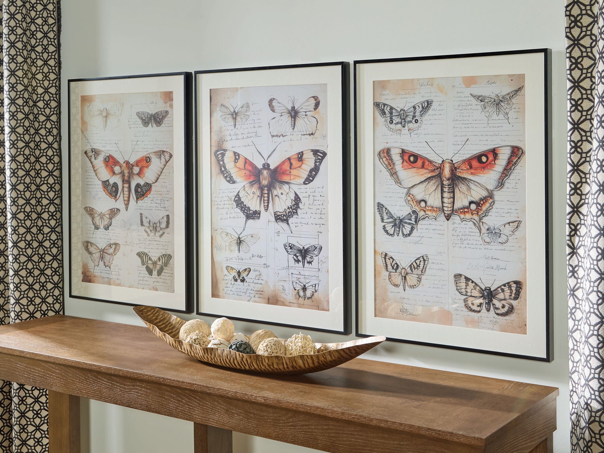 Jossletts - Wall Art Set (Set of 3) - Orange / Black / Ivory - Image 2