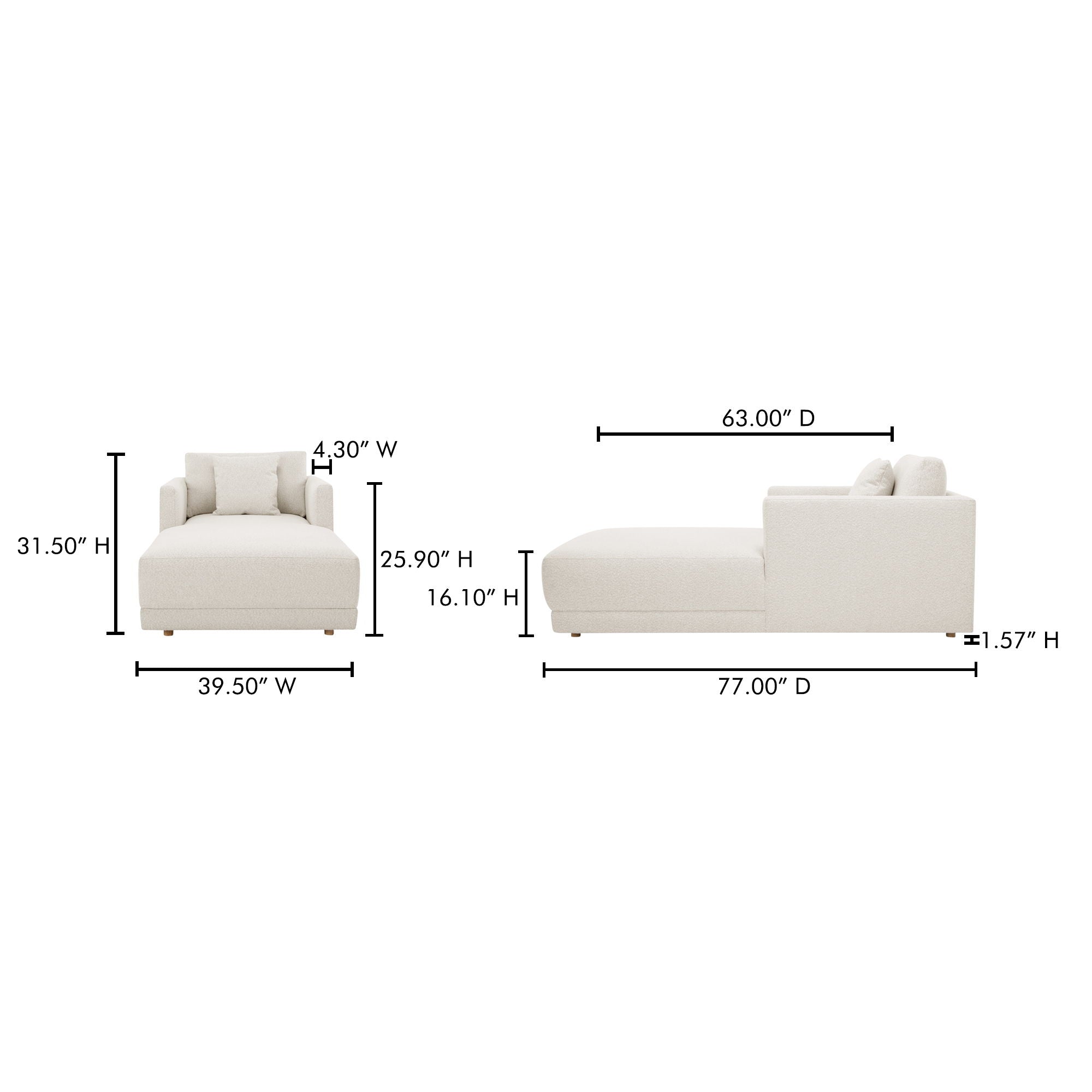 Bryn - Chaise - Oyster - Image 2