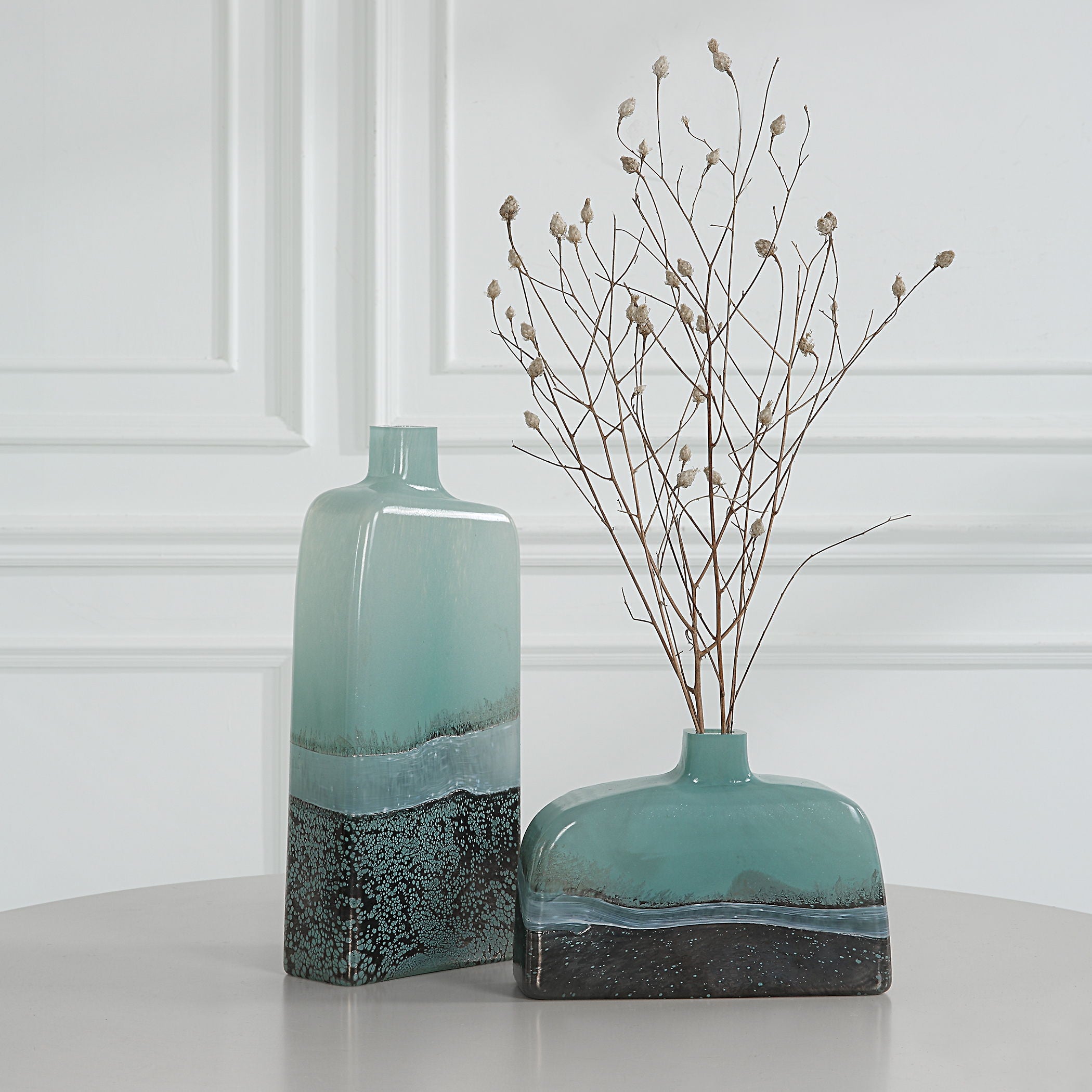 Fuze - Vases (Set of 2) - Aqua & Bronze - Image 2