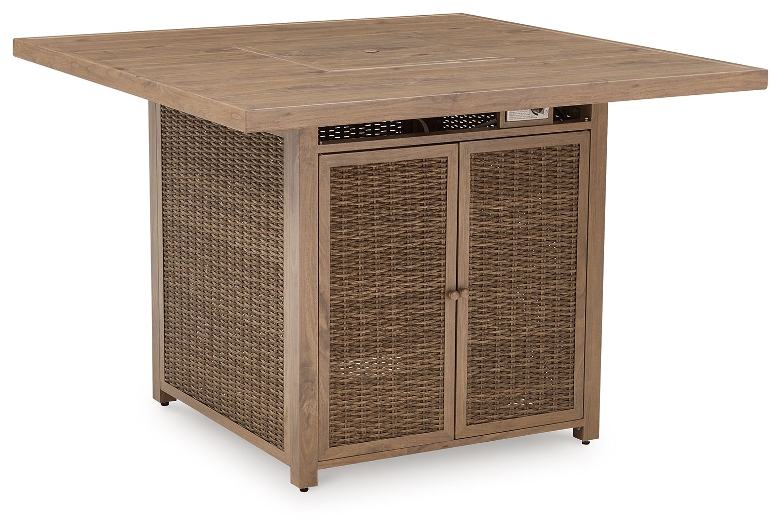 Walton Bridge – Square Bar Table W/Fire Pit – Driftwood
