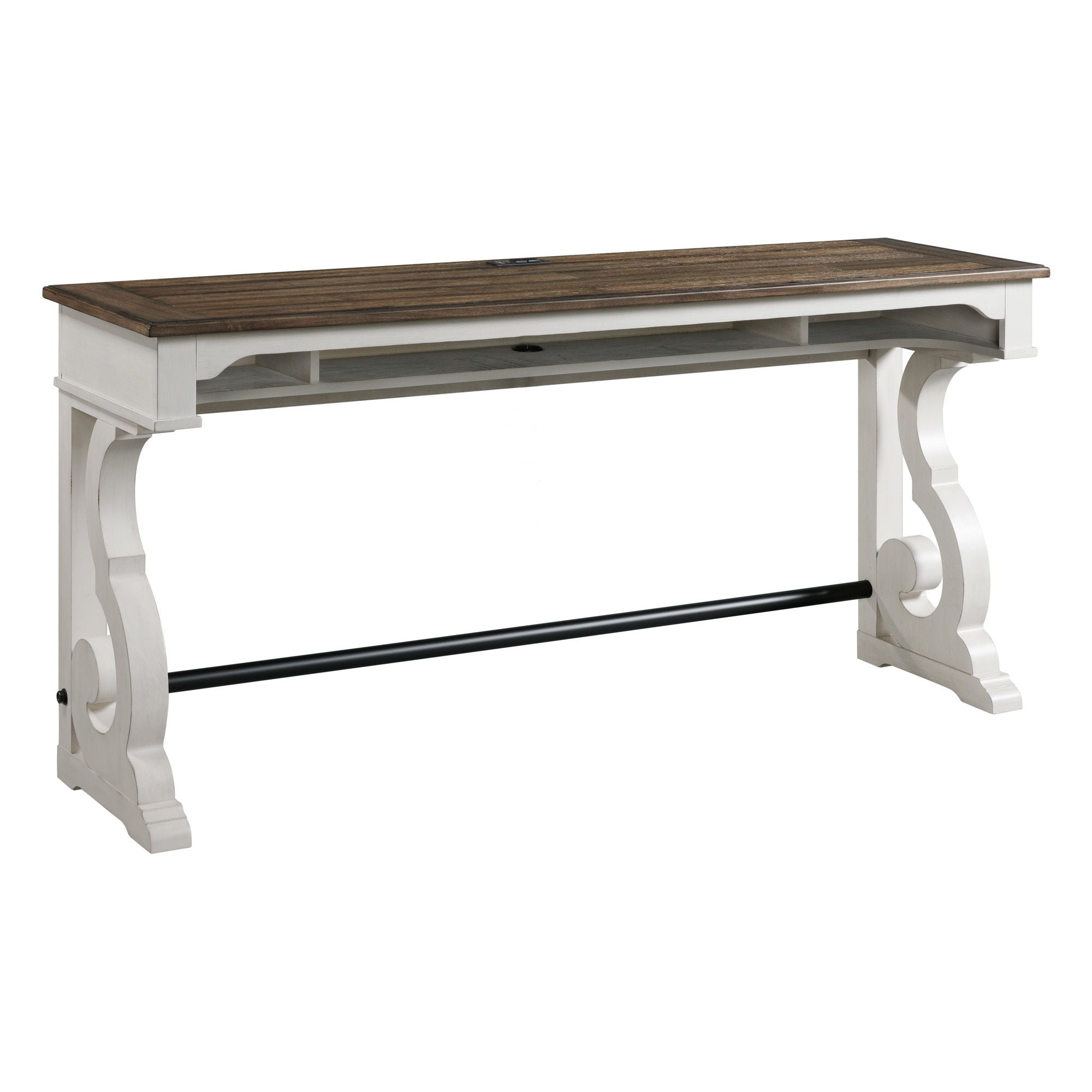 Drake – Sofa Bar Table – Rustic White / French Oak