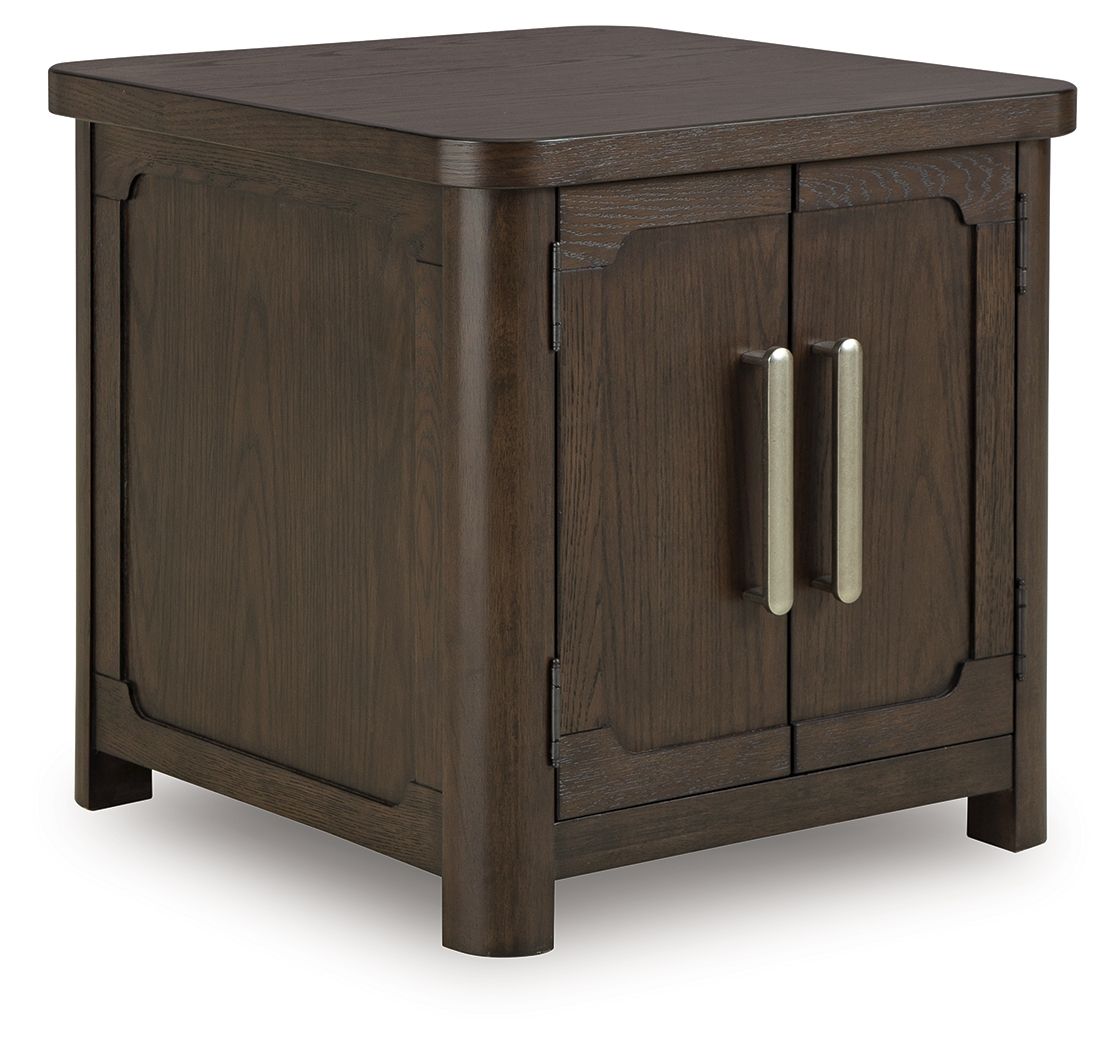 Breckington – Rectangular 2-door End Table – Dark Brown