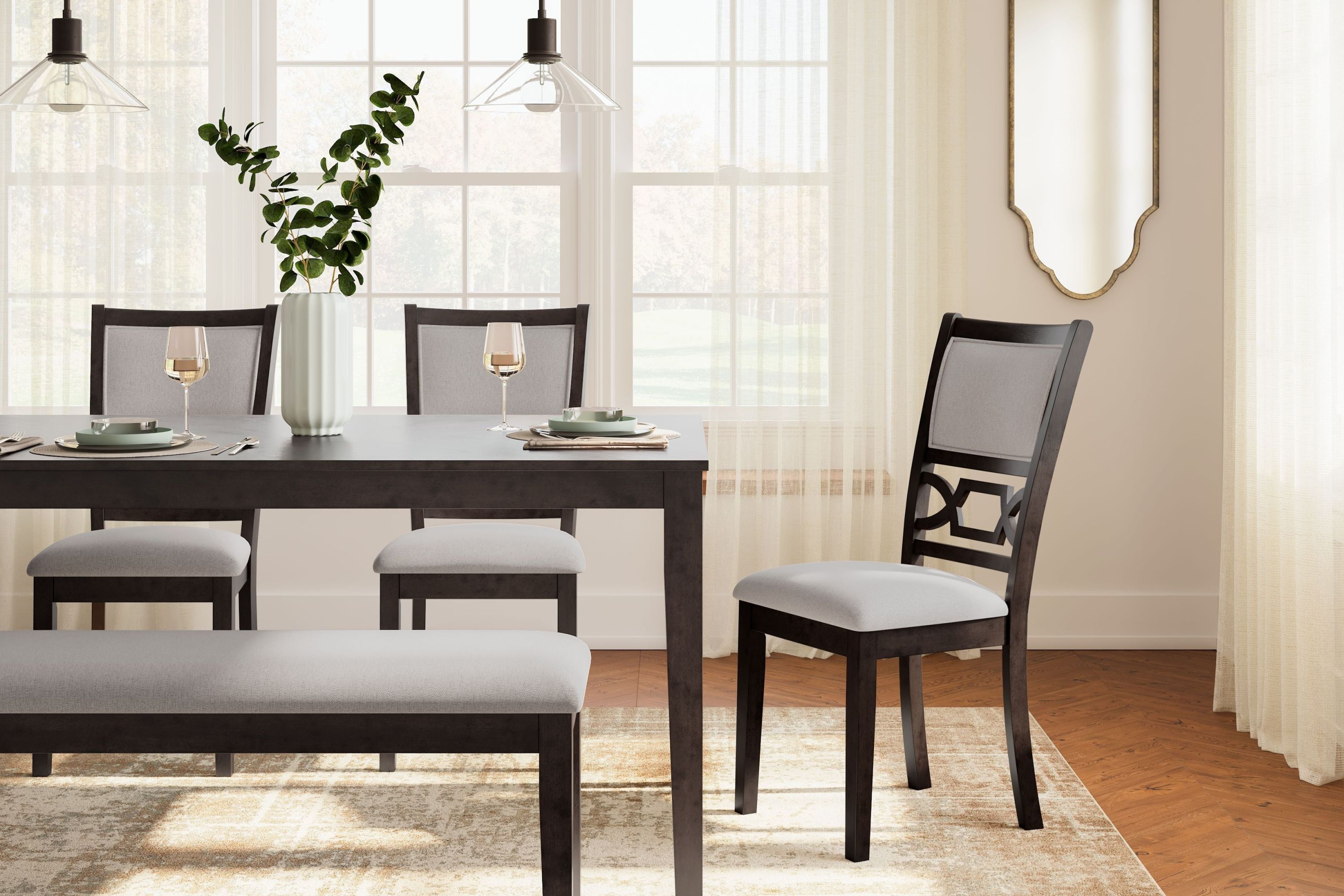 Langwest - Dining Room Table Set (Set of 6) - Brown - Image 3