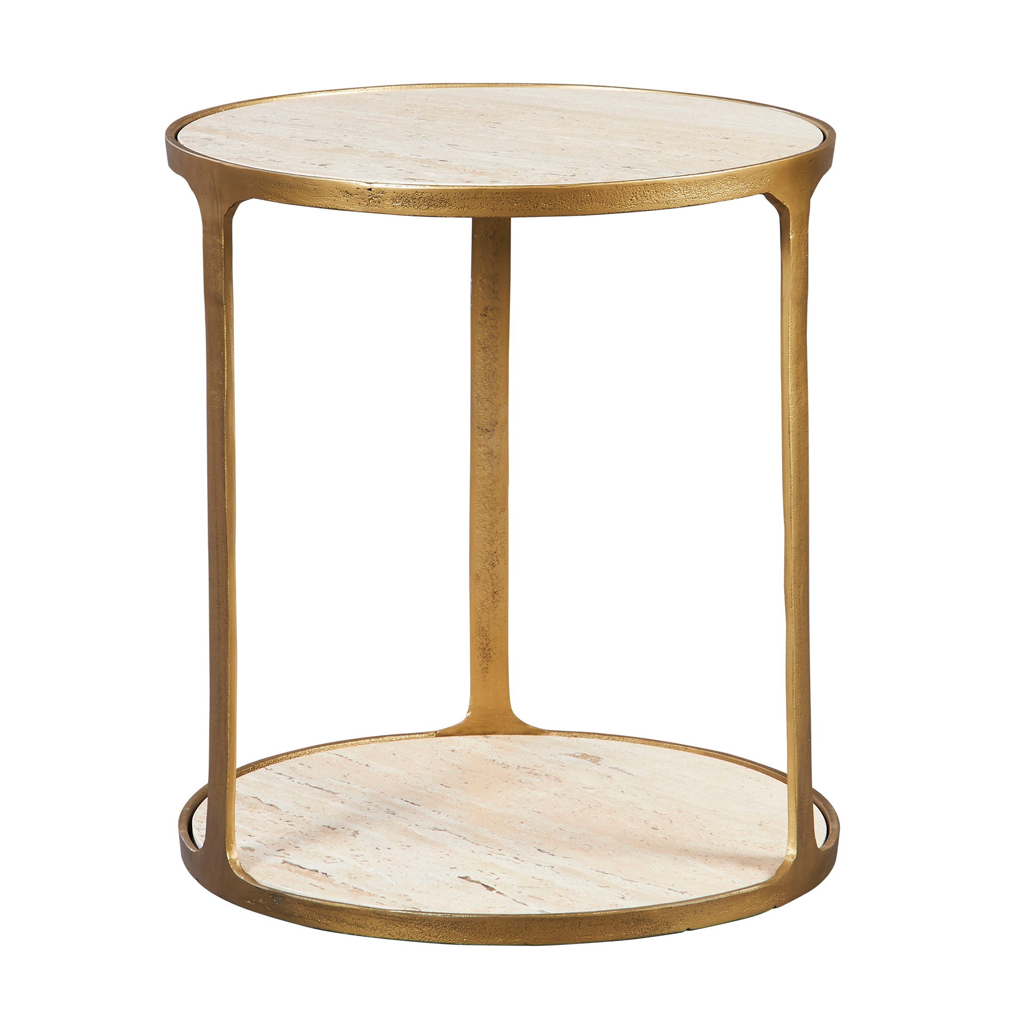 Clench – Brass Side Table – Beige