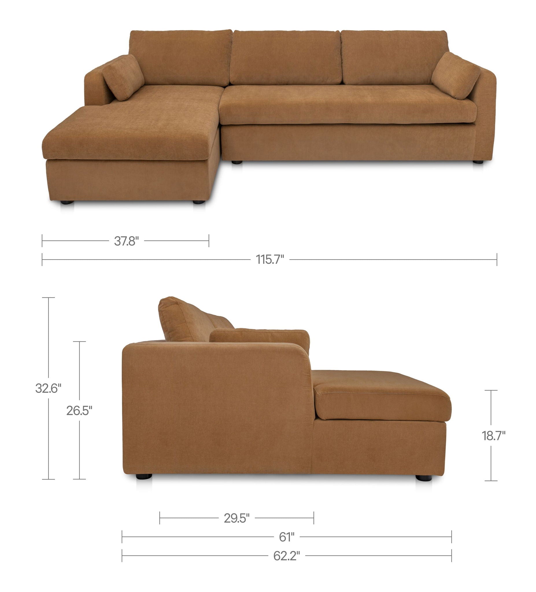 Burrow - Sleeper Sectional With Left Storage Chaise - Ginger - Image 3