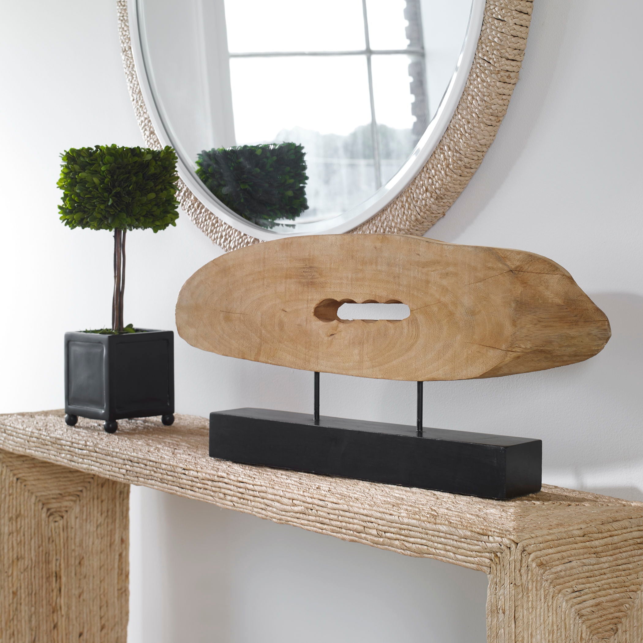 Paol - Mango Wood Sculpture - Light Brown & Black - Image 2