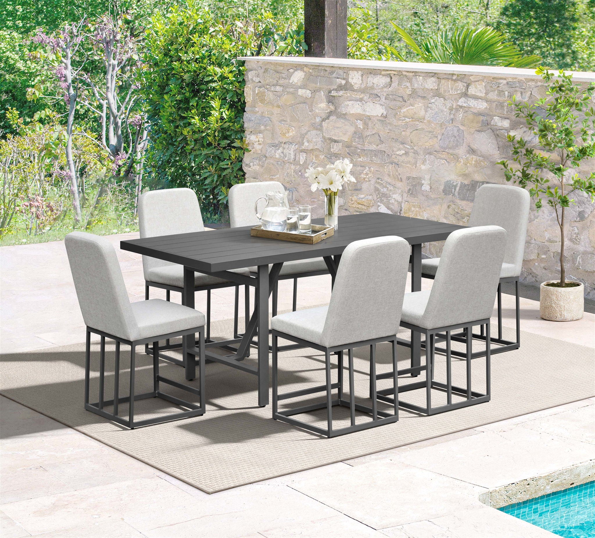Navarro - Outdoor Dining Counter Table - Mocha - Image 2
