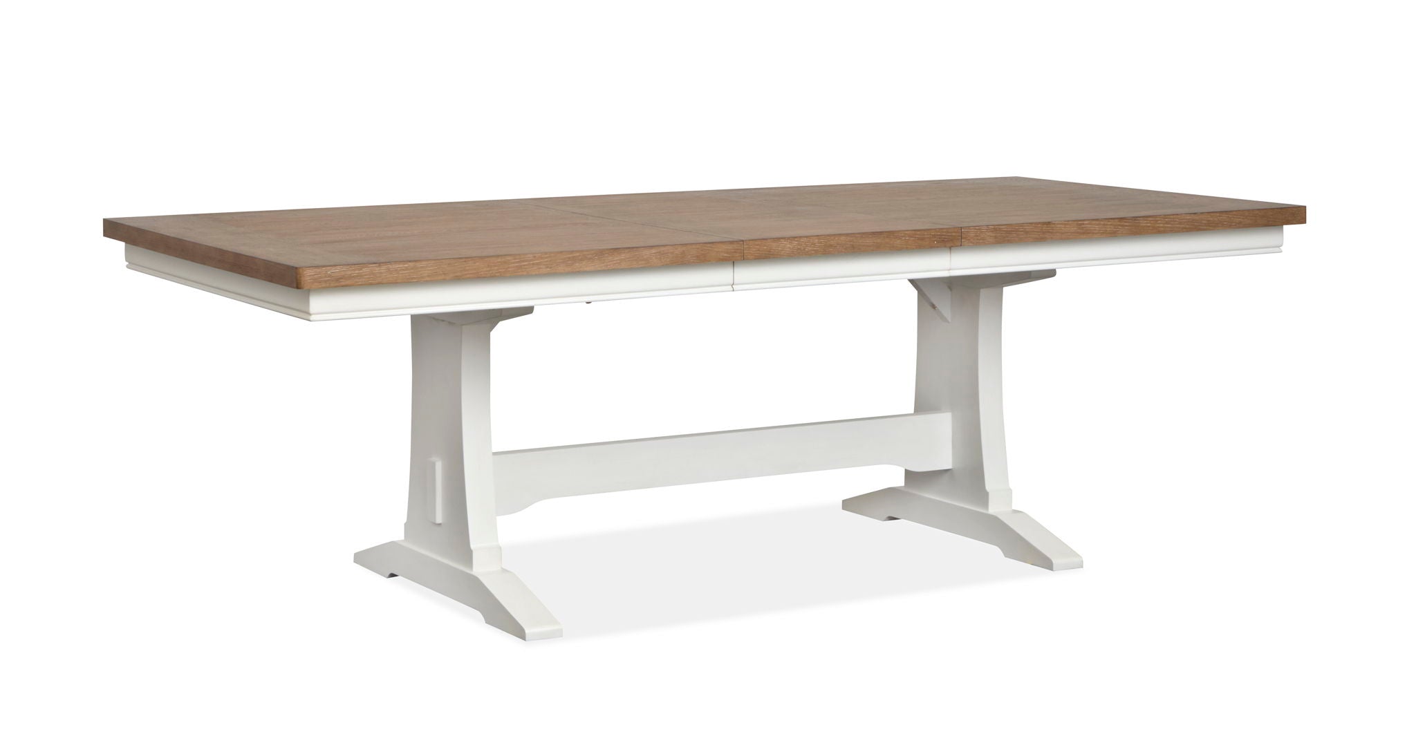 Kingston – Extendable Trestle Dining Table – Whisper White And Cerused Nutmeg