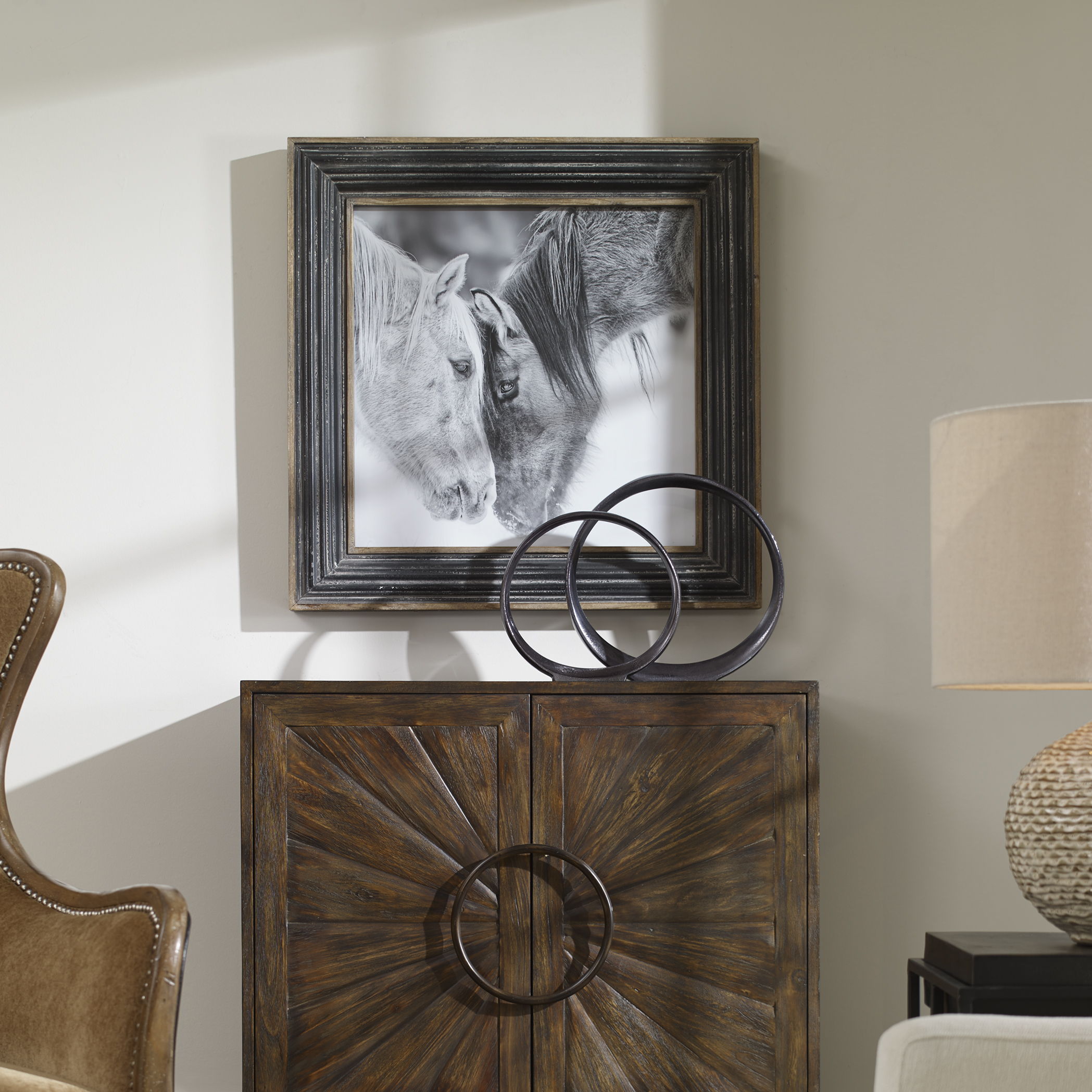 Custom Black And White Horses - Print - Dark Brown - Image 3