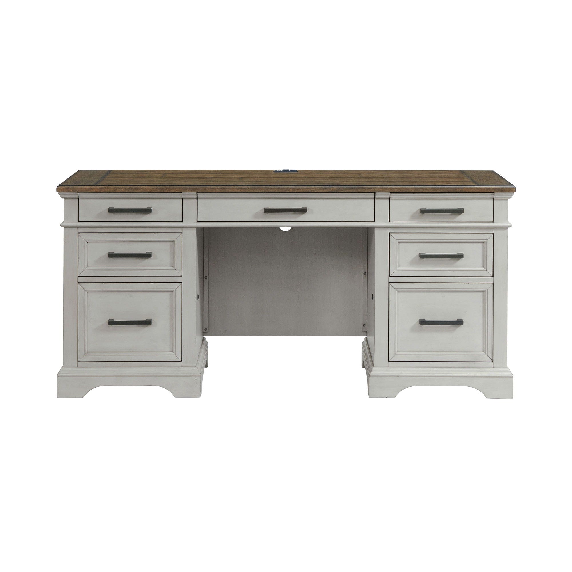 Drake - 66" Credenza - Rustic White / French Oak - Image 3
