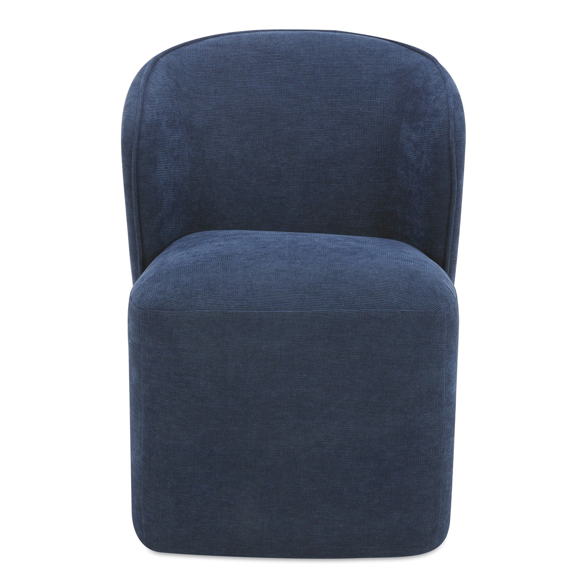 Larson – Fabric Rolling Dining Chair – Navy Blue