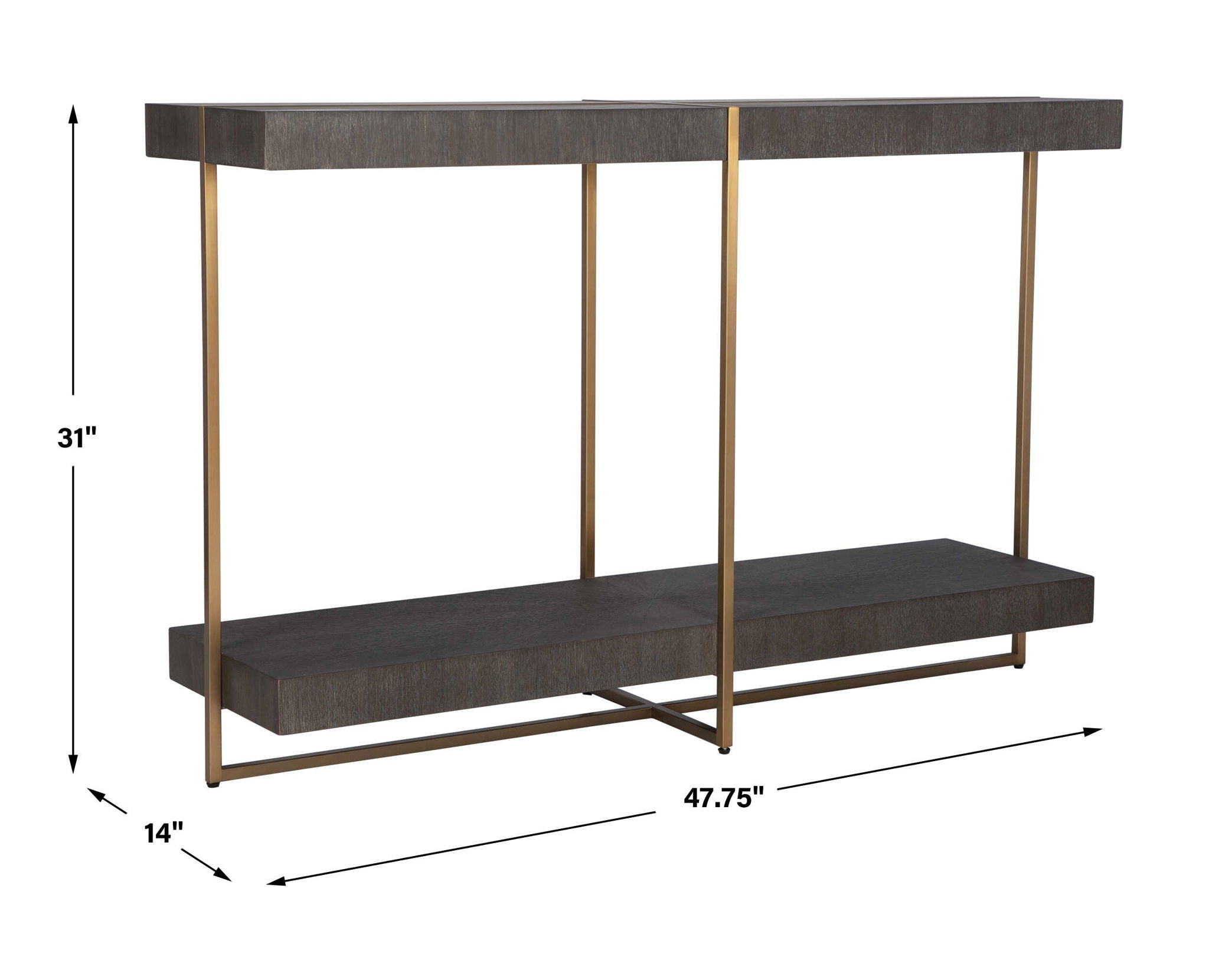 Taja - Modern Brass / Wood Console Table - Gold - Image 2