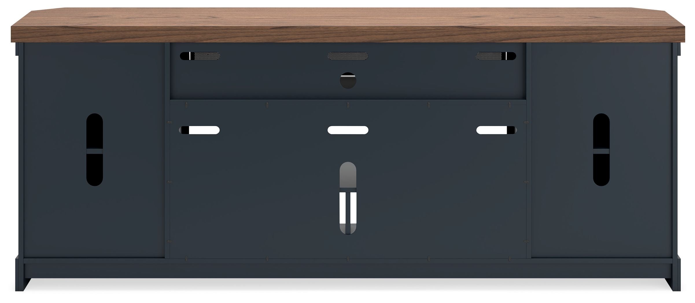 Landocken - XL TV Stand W/Fireplace Option - Brown / Blue - Image 2