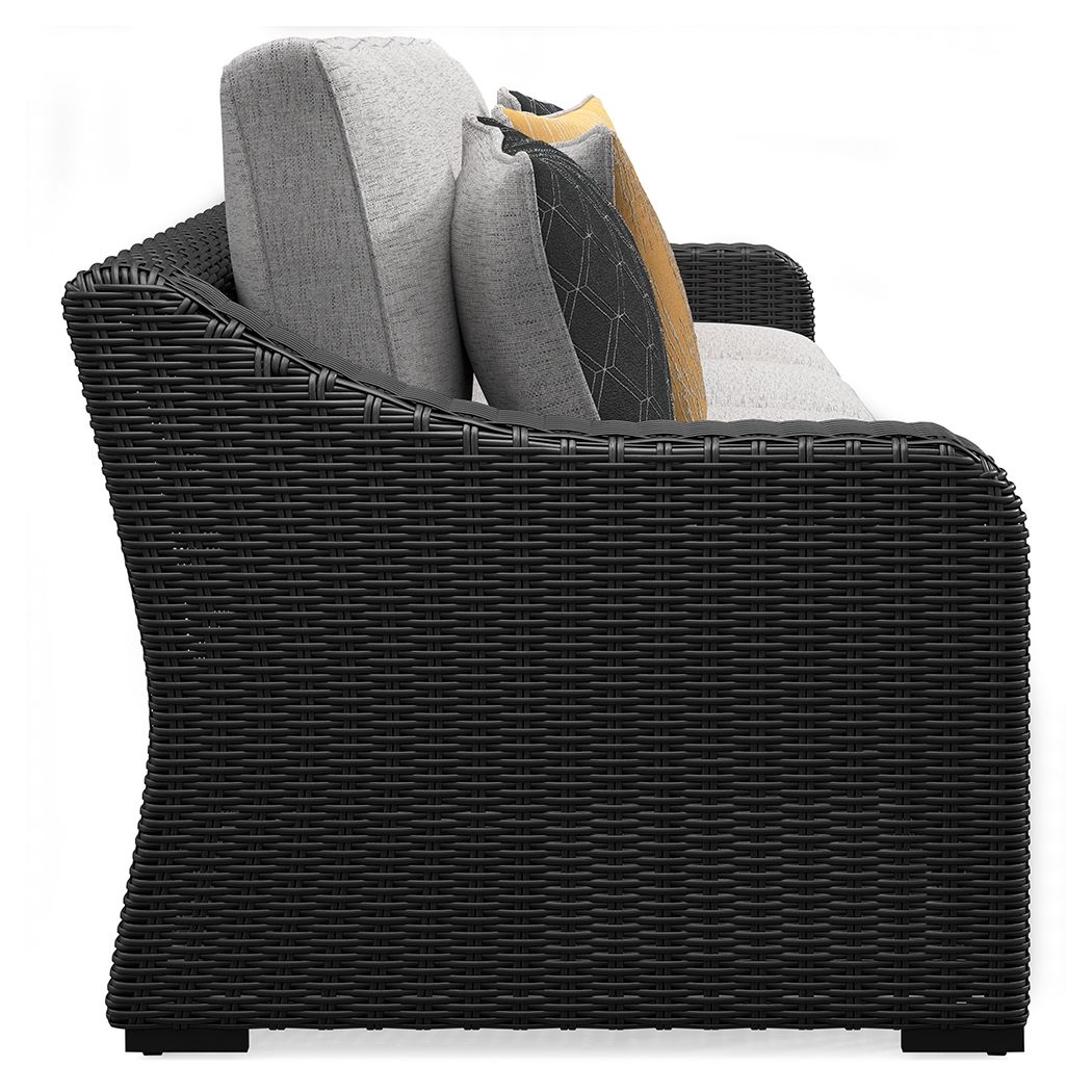 Beachcroft - 2-Piece Outdoor Loveseat with Cushion - Black / Light Gray - Image 3
