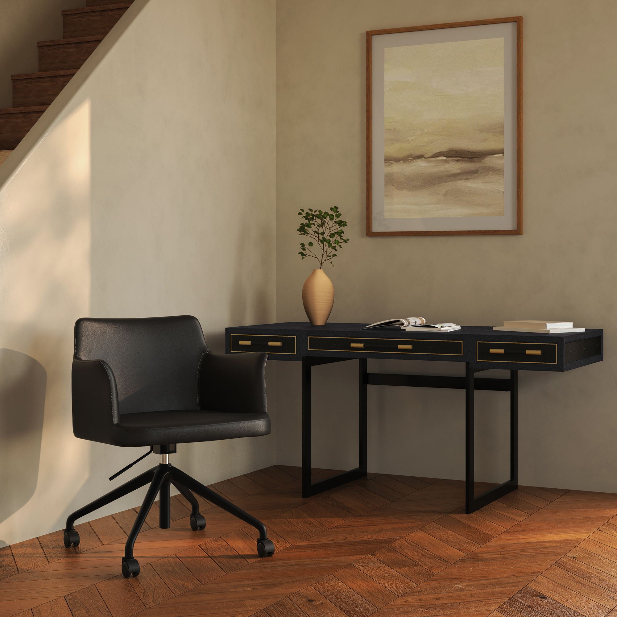 Morris - PVC Office Chair - Black - Image 2