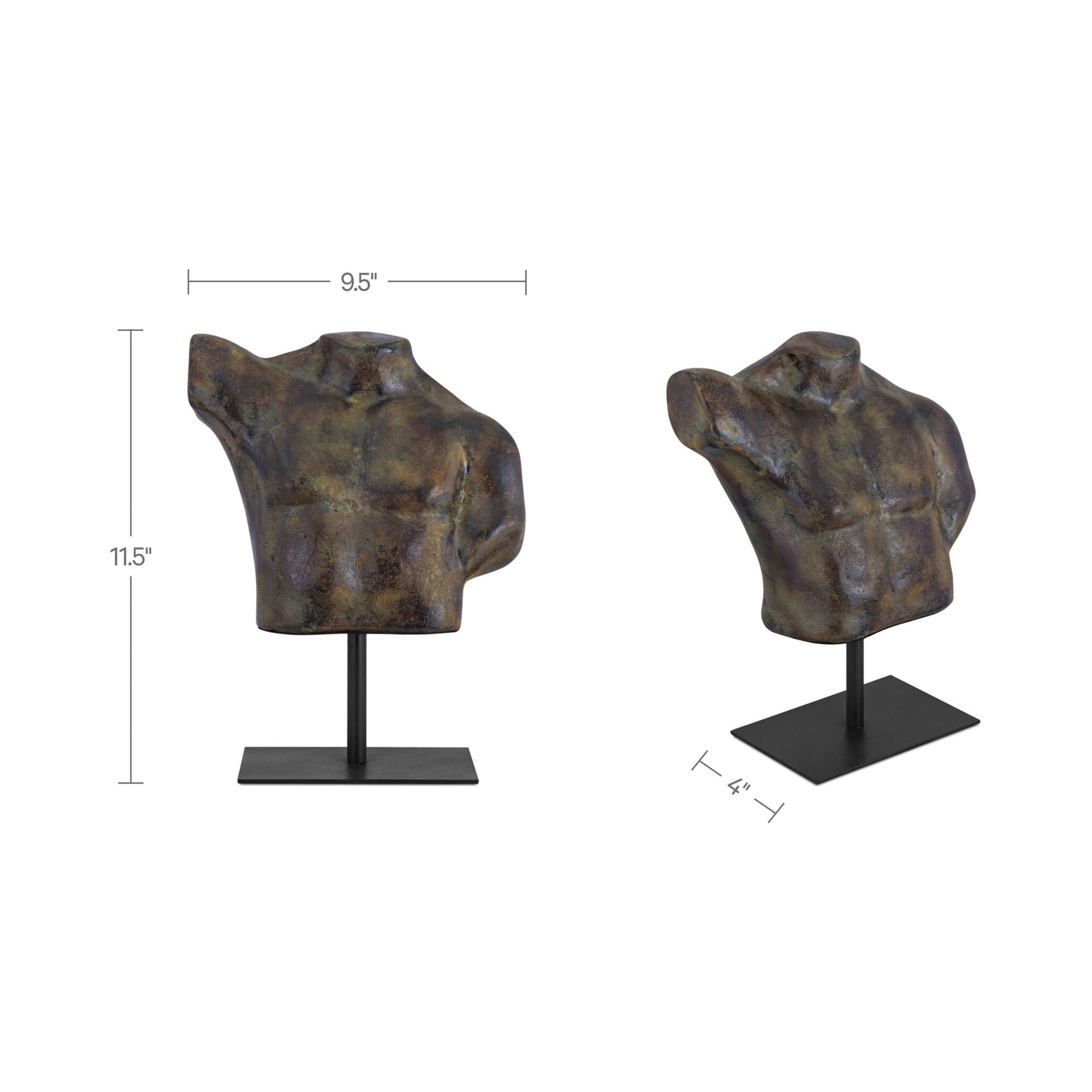 Victor - Cast Aluminum Sculpture - Dark Green Patina / Brown - Image 2