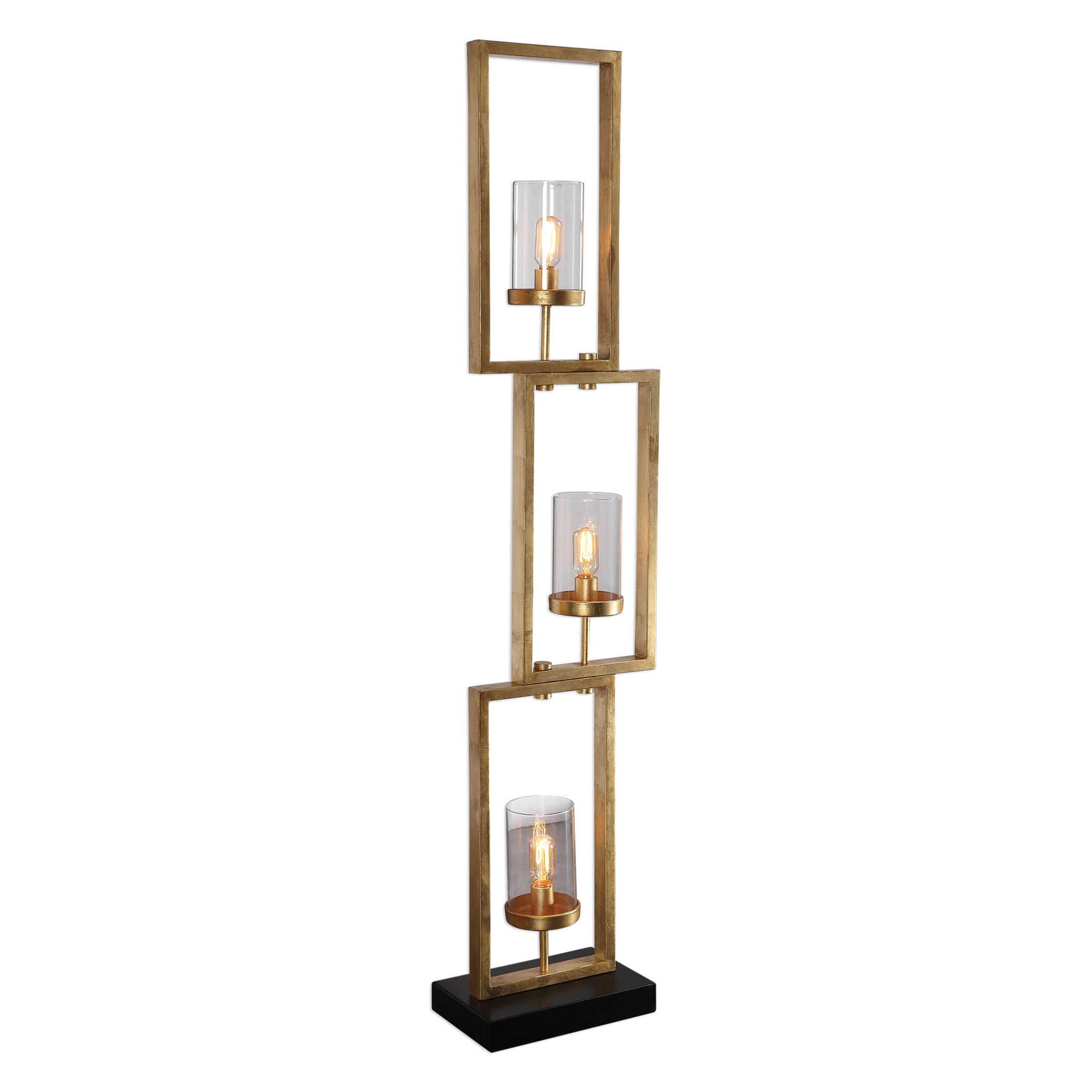 Cielo – Staggered Rectangles Floor Lamp – Gold