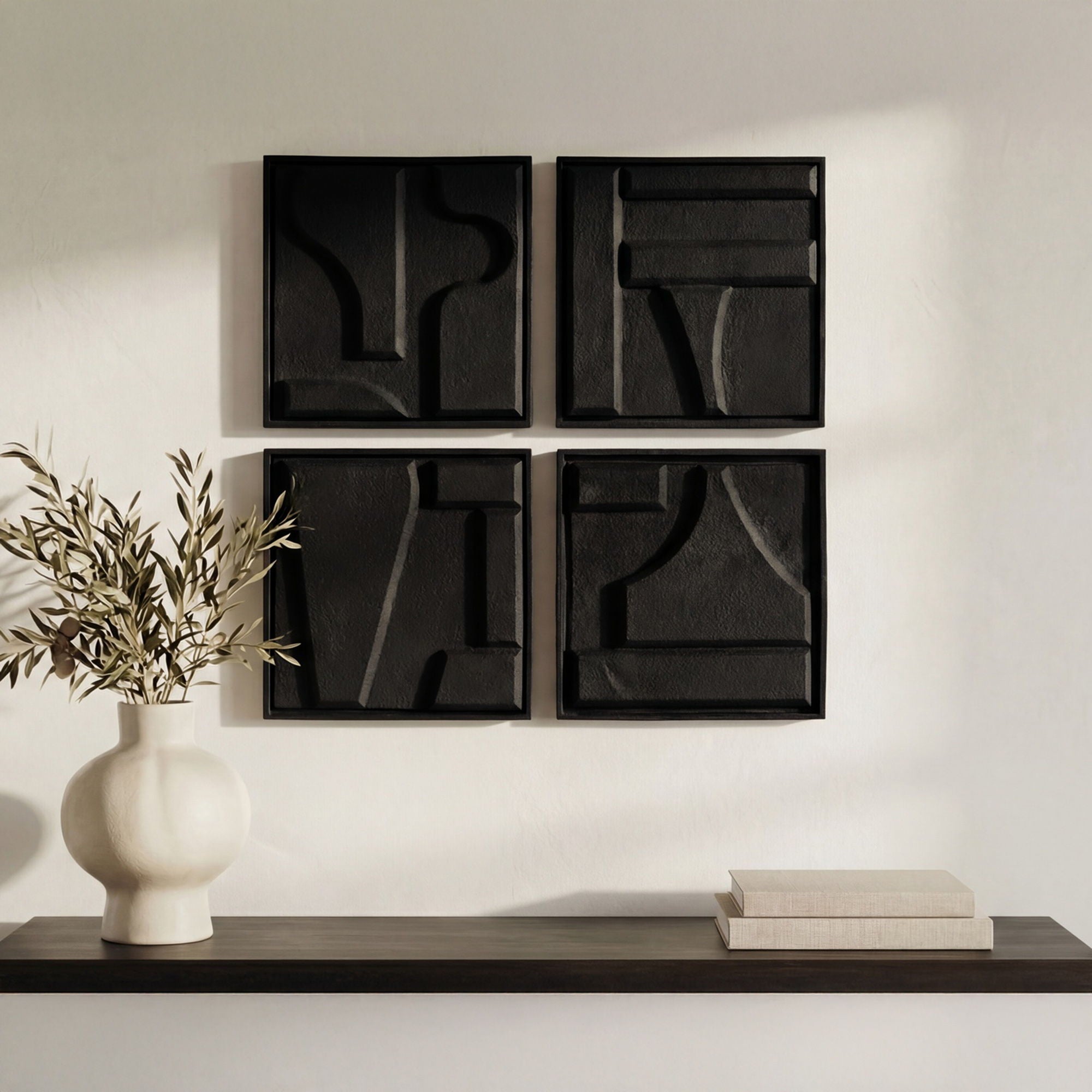 Alva – Wall Sculpture (Set of 4) – Black