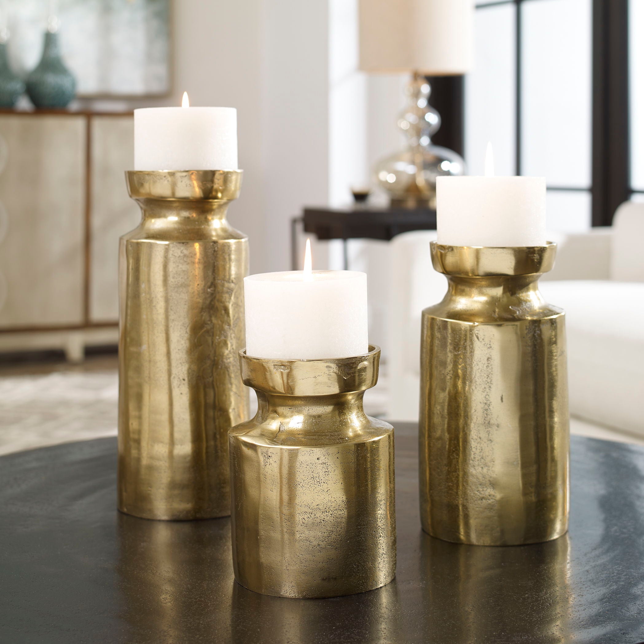 Amina - Candleholders (Set of 3) - Antique Brass - Image 3