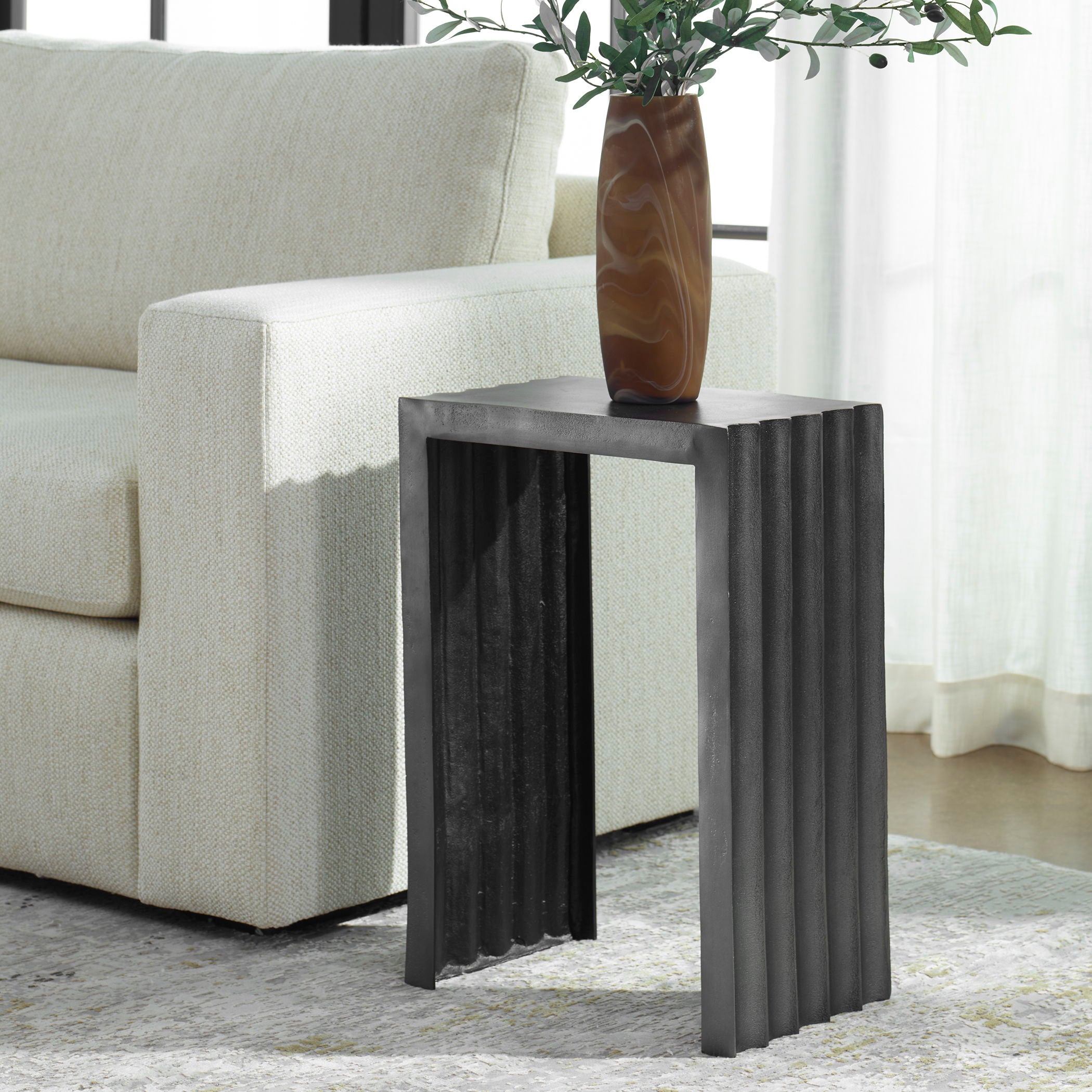 In The Groove - Aluminum Accent Table - Black - Image 3