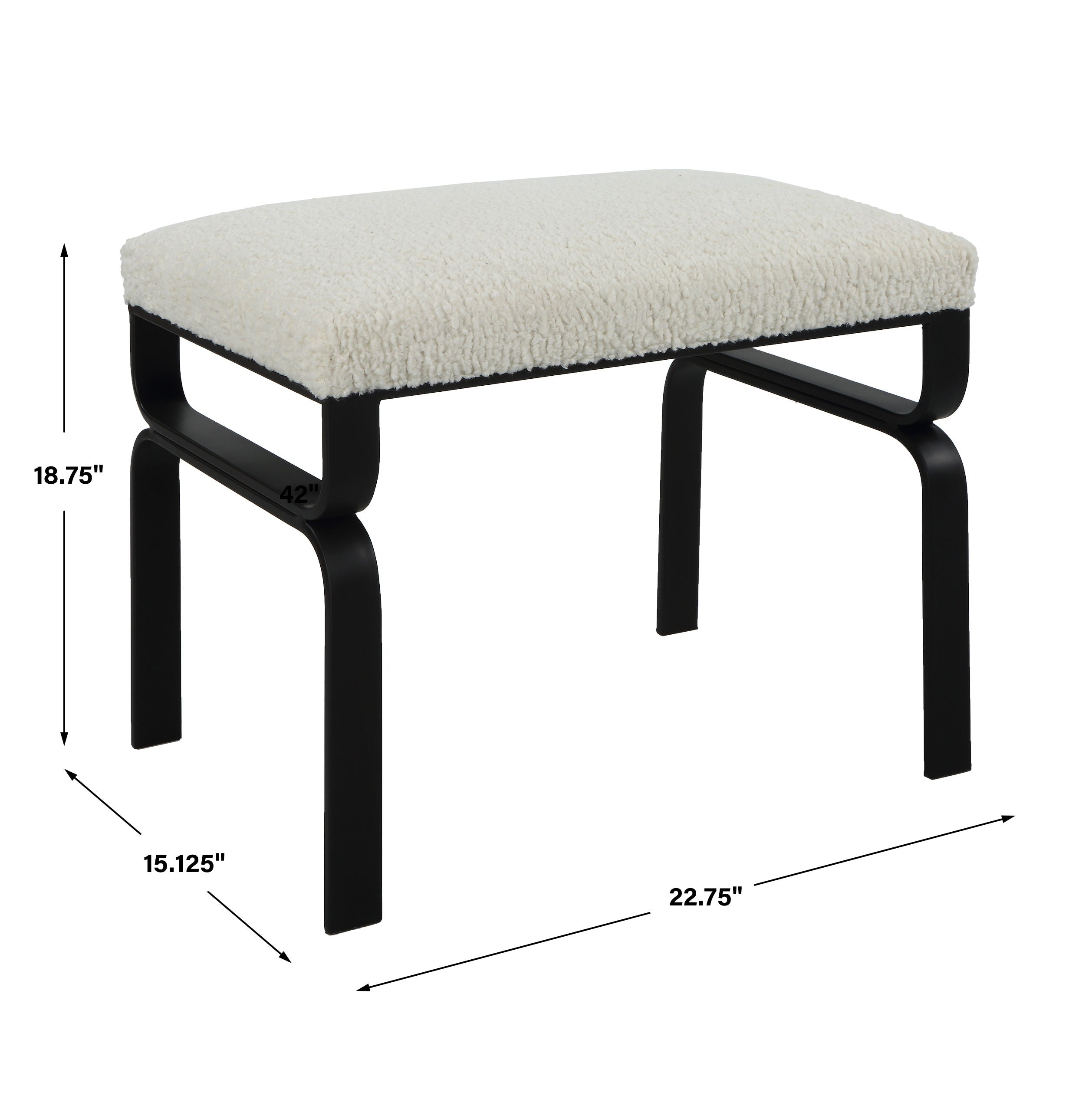 Diverge - White Shearling Small Bench - Image 2