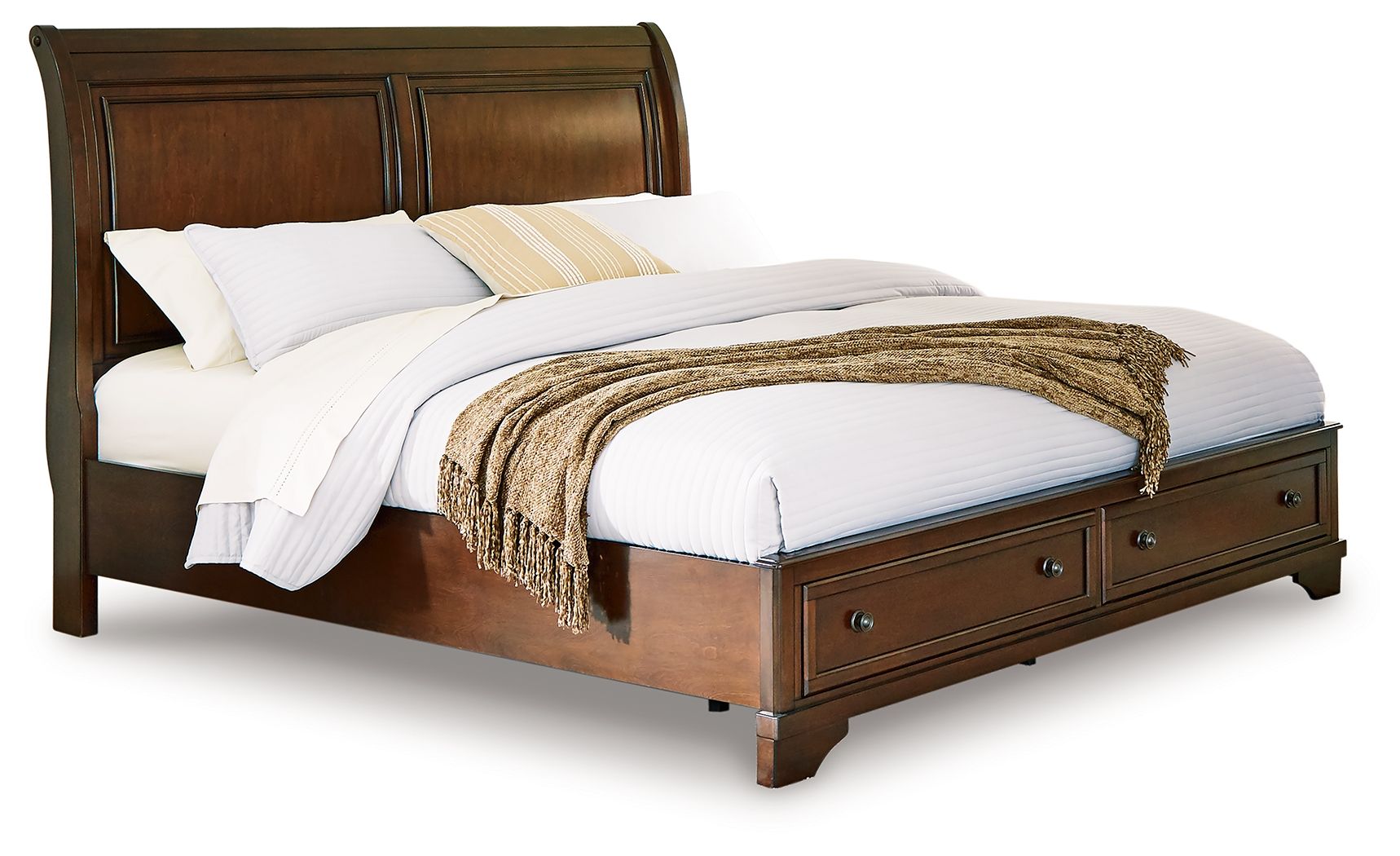 Trellington – Queen Sleigh Storage Bed – Brown