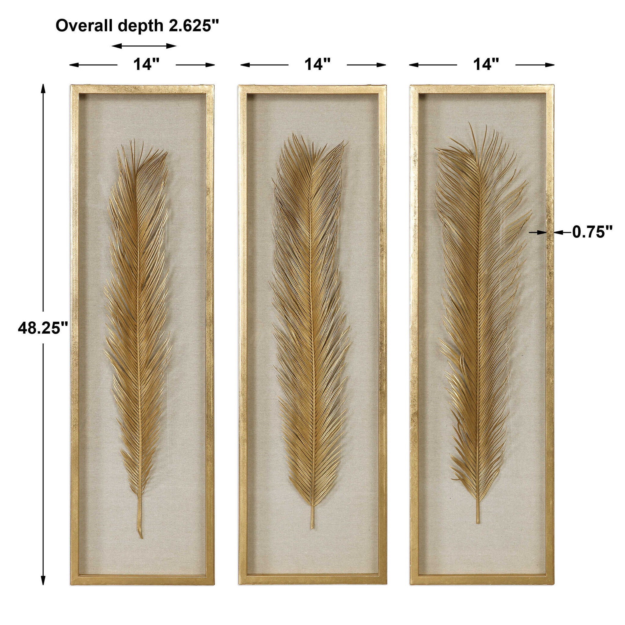 Palma - Leaf Shadow Box (Set of 3) - Gold - Image 2