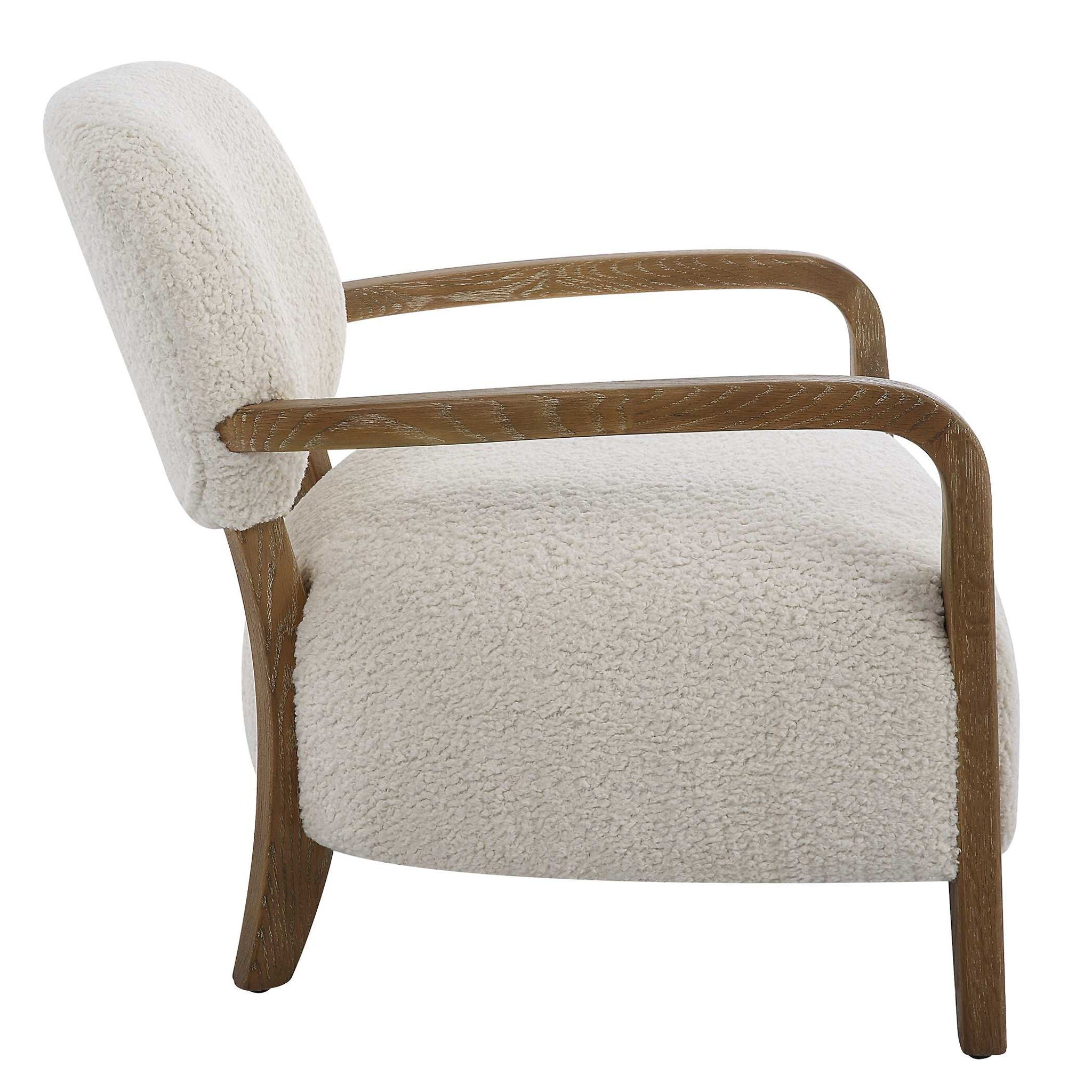 Telluride - Natural Shearling Accent Chair - Beige - Image 3