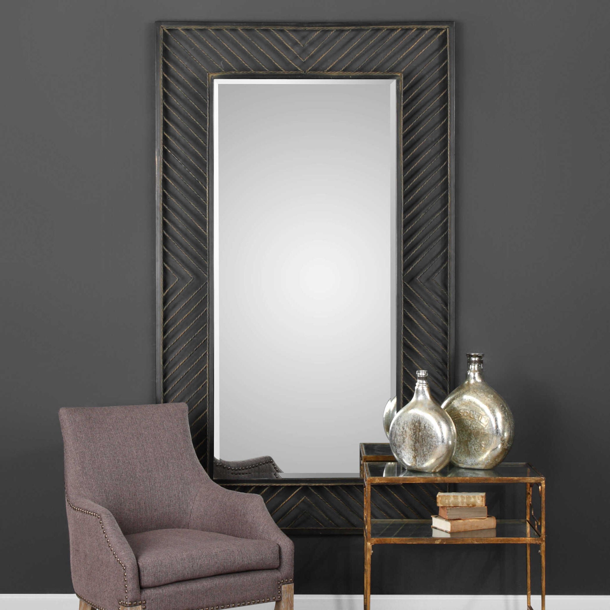 Karel - Chevron Mirror - Black - Image 3