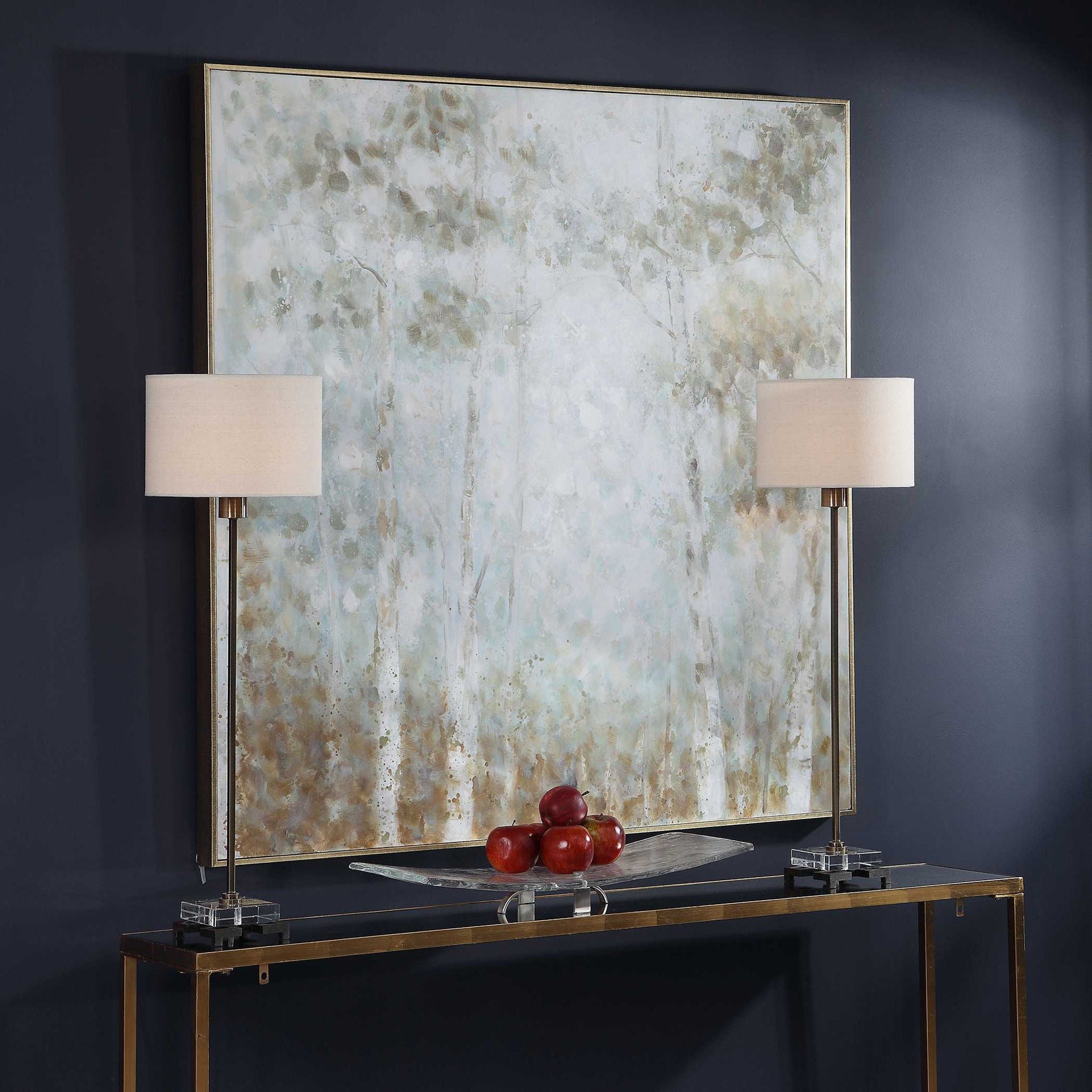 Cotton Woods - Hand Painted Canvas - Light Blue - Image 3