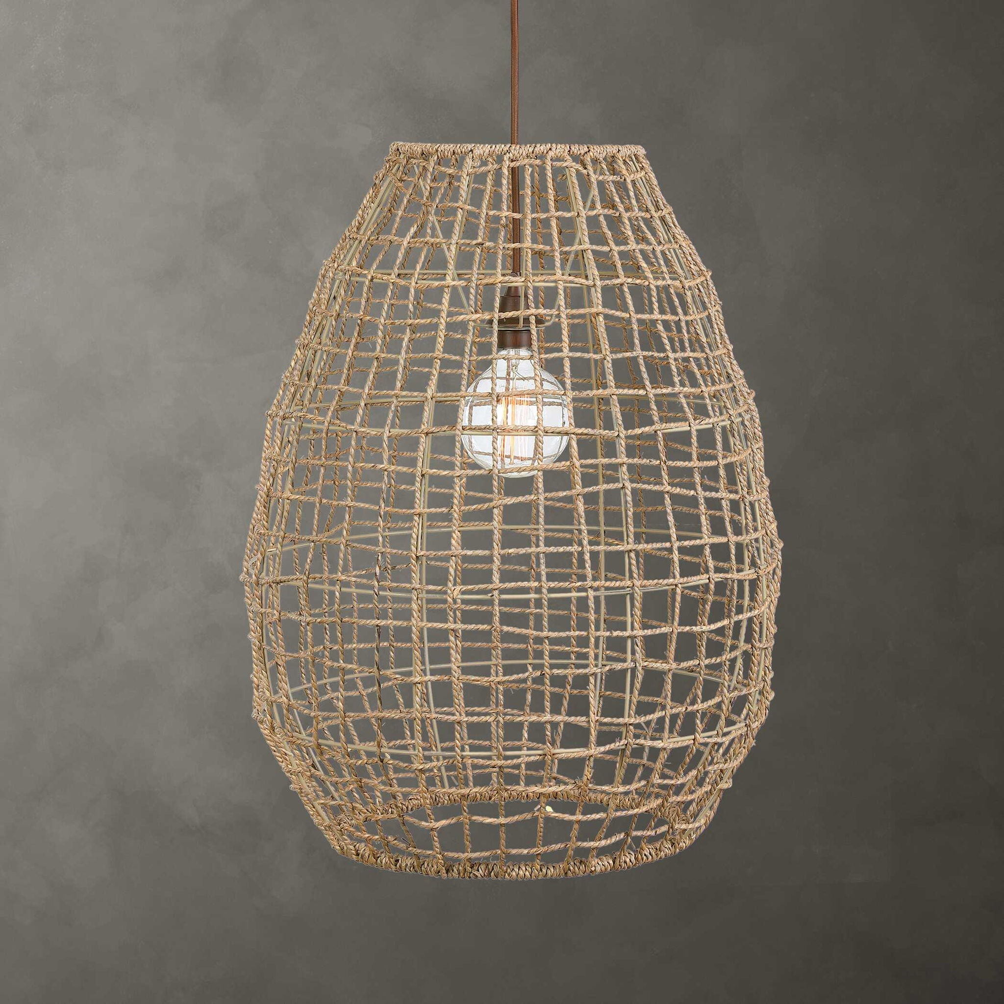 Cross – Weave 1 Light Pendant – Beige