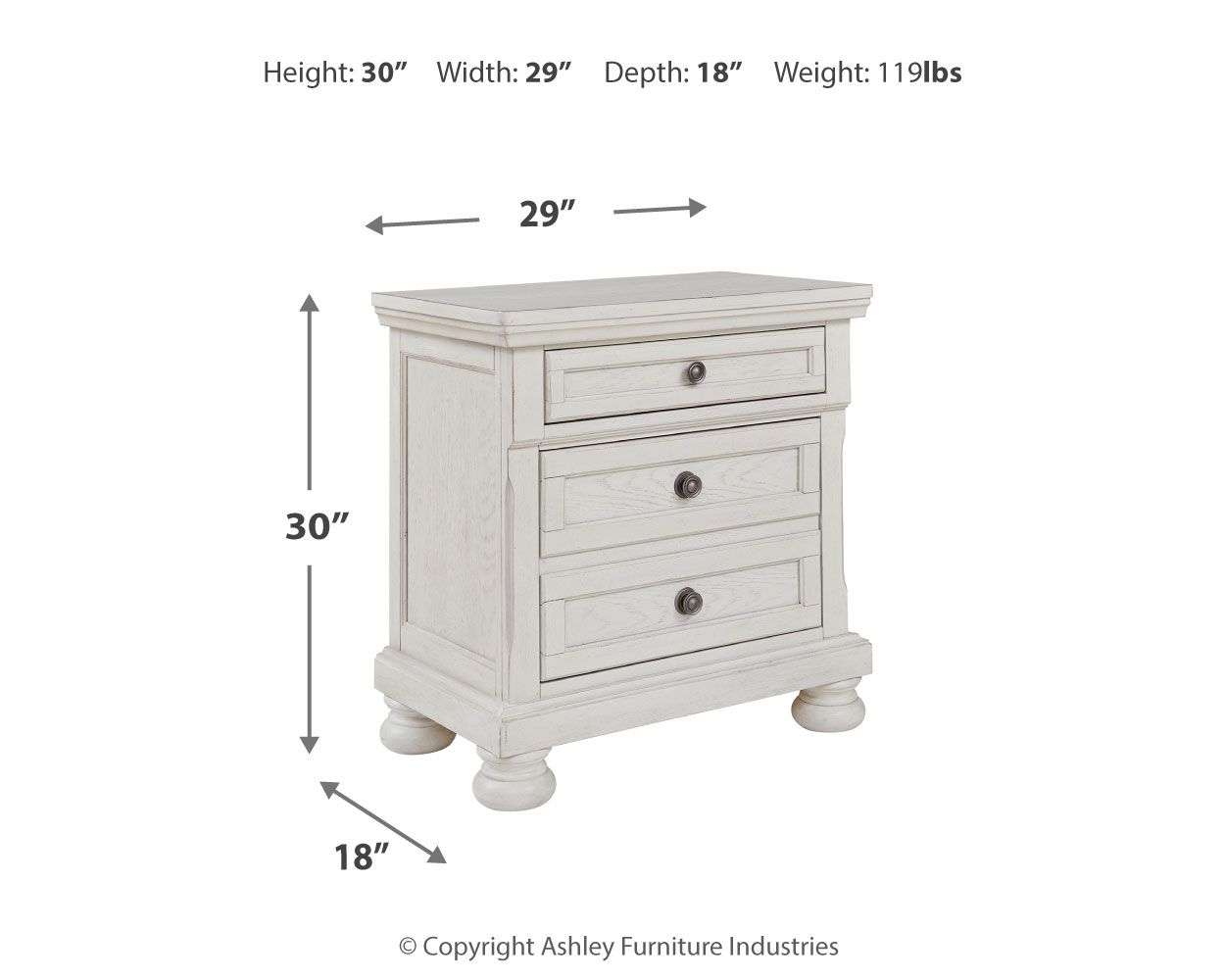 Robbinsdale - Two Drawer Night Stand - Antique White - Image 3