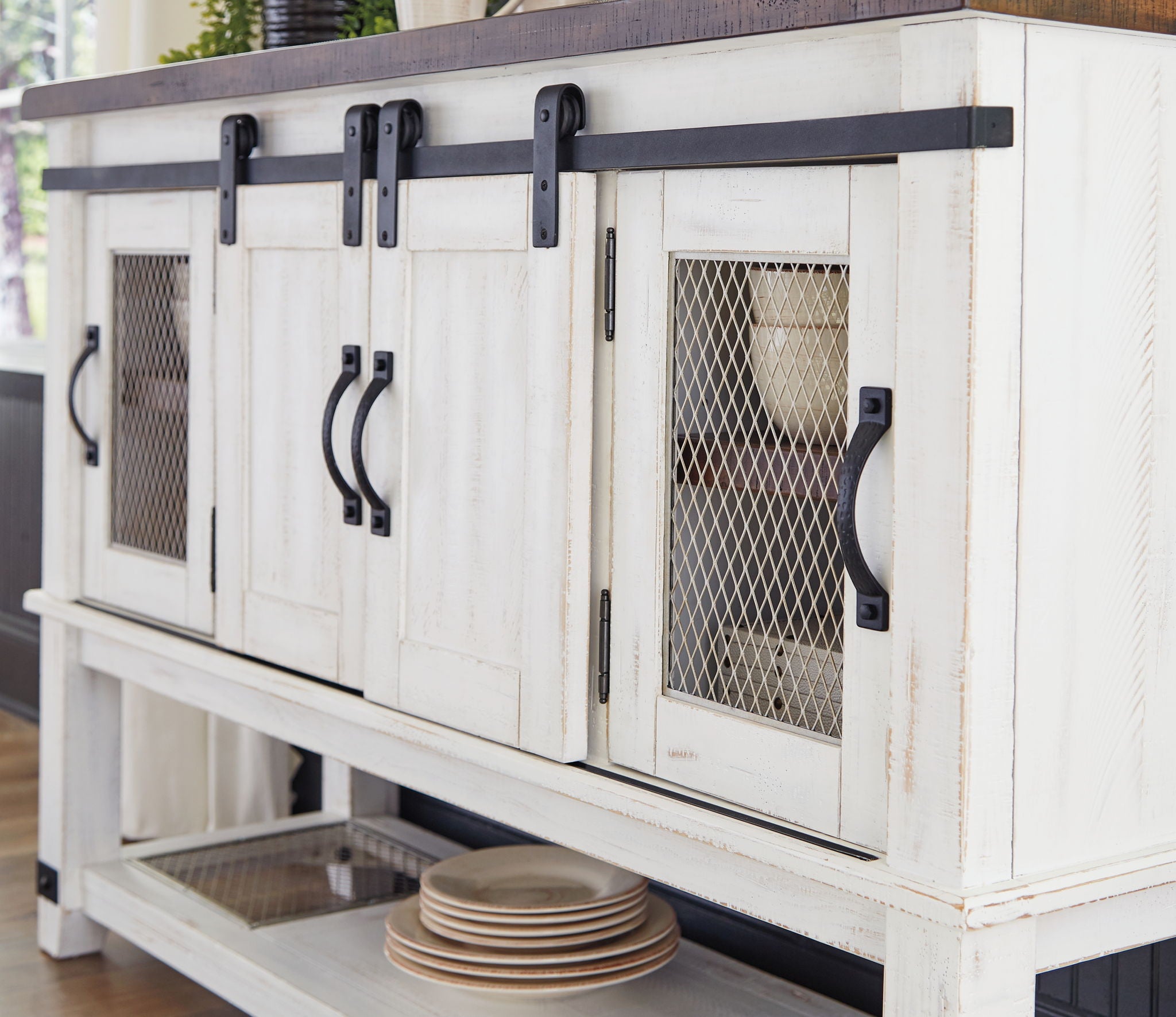 Valebeck - Dining Room Server - White / Brown - Image 2