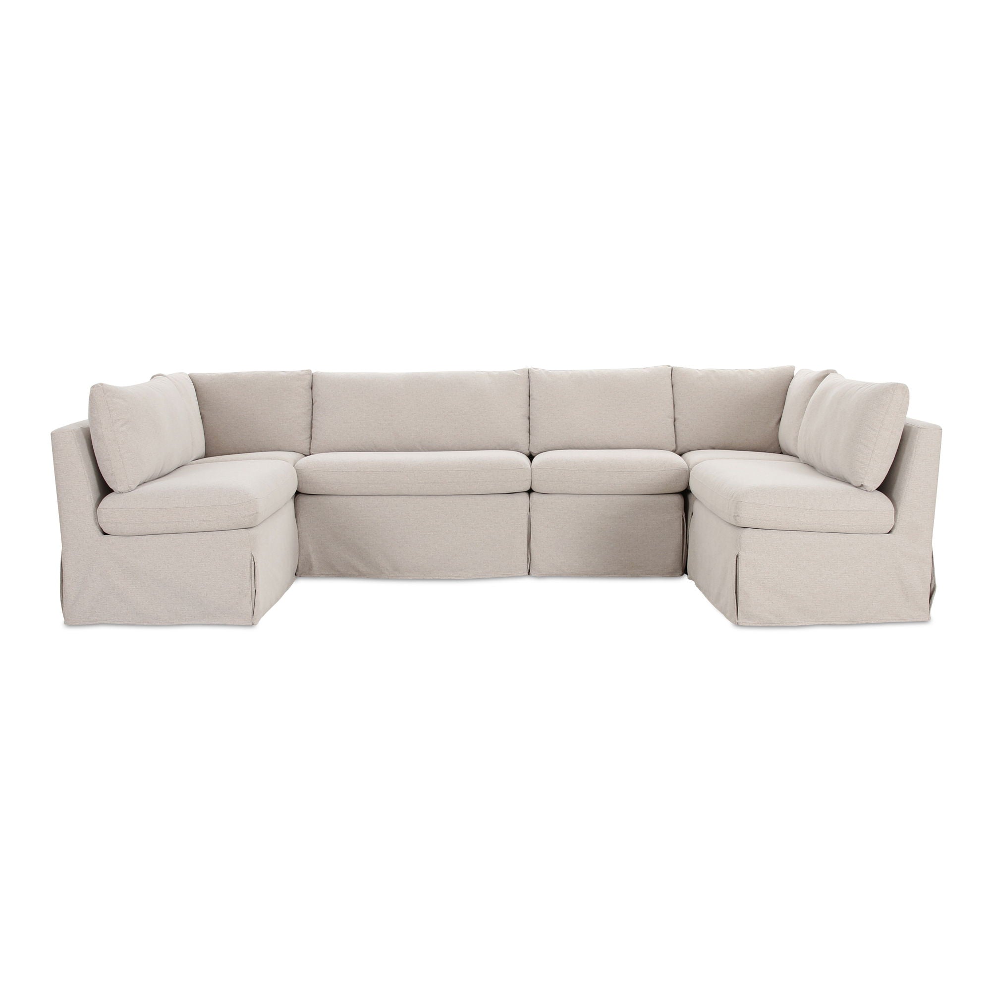 Fable - 6 Piece Slipcover Dining Banquette U-Shape - Beige - Image 1