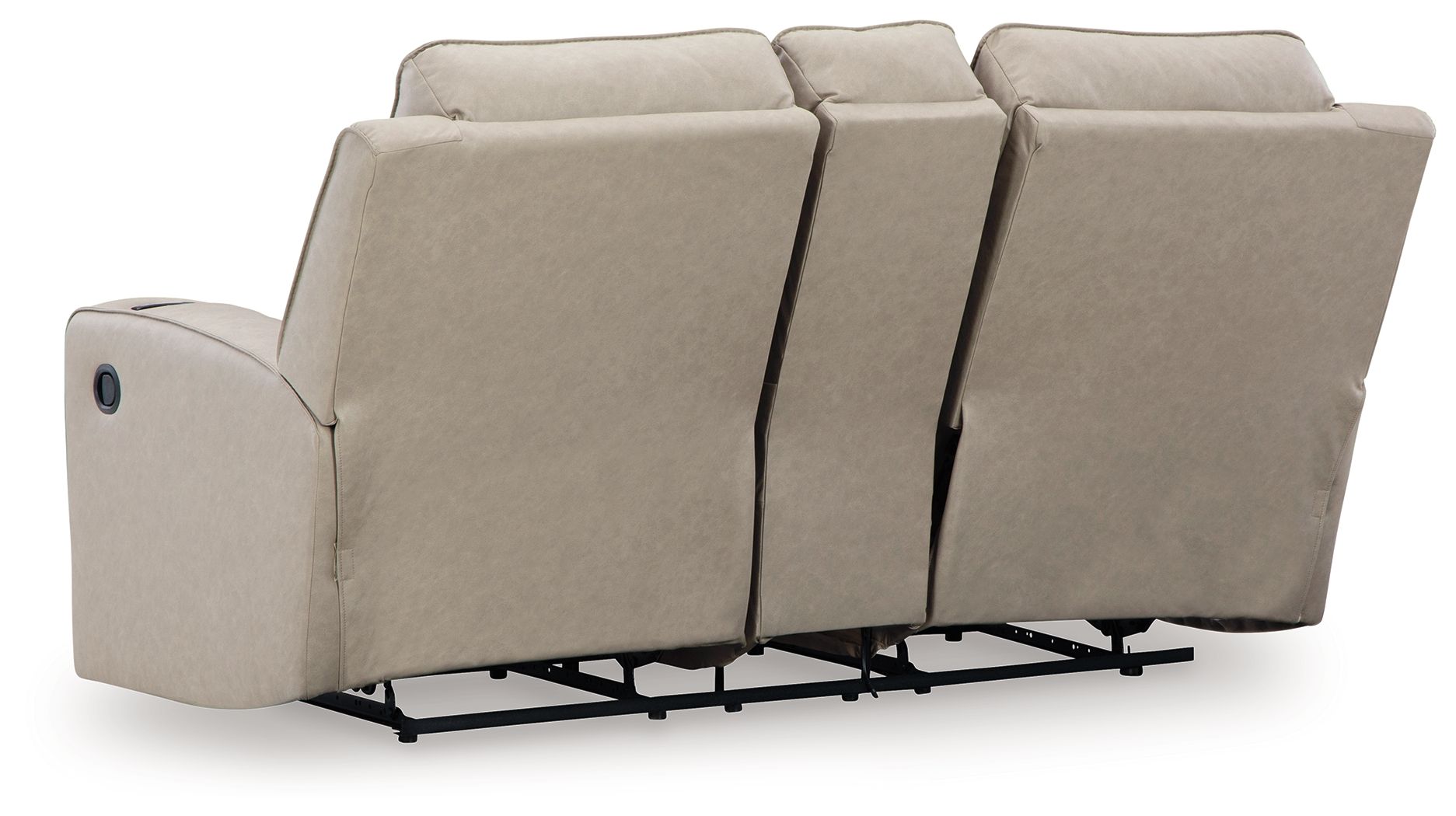 Lavenhorne - Dbl Reclining Loveseat W/Console - Faux Leather - Pebble - Image 3