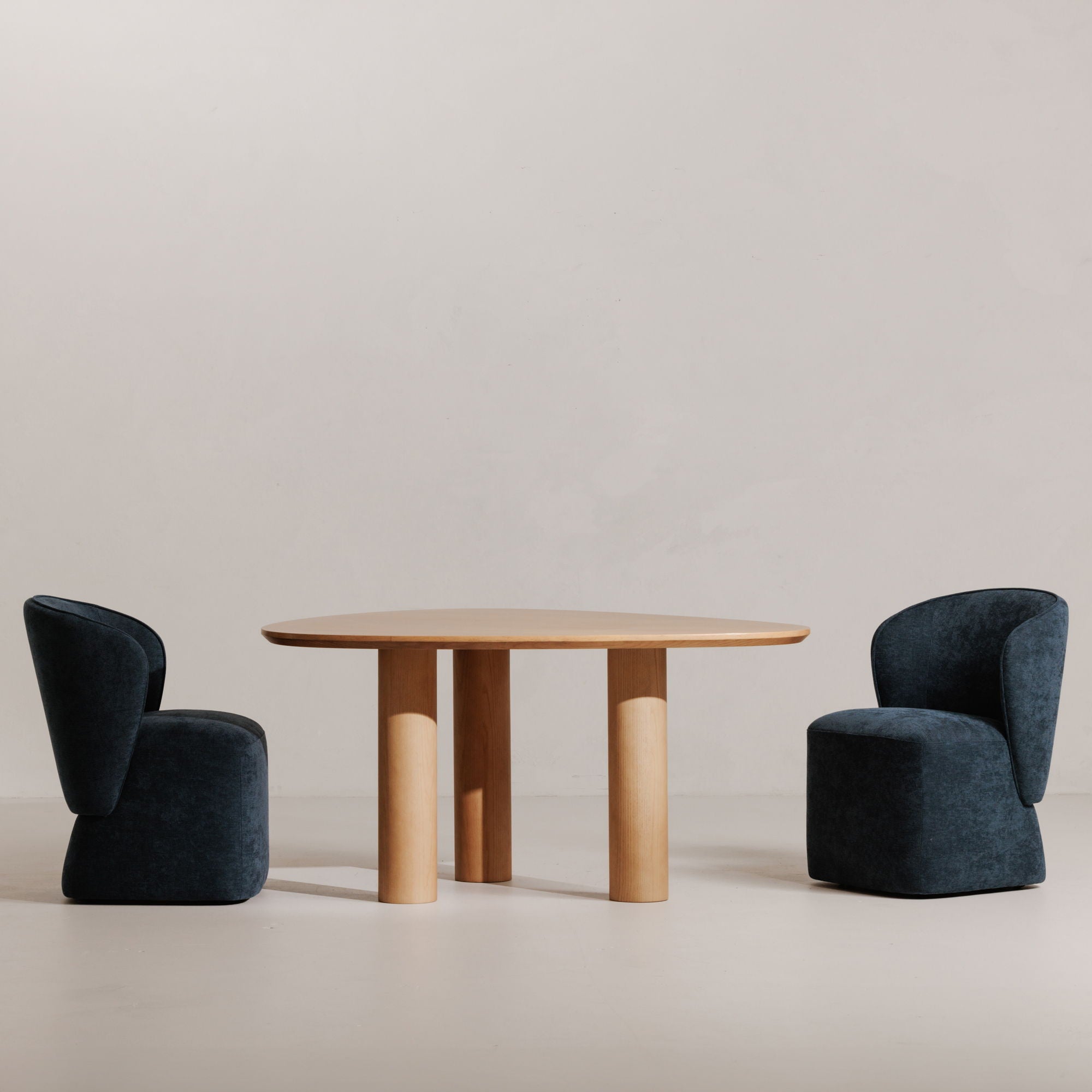Larson - Fabric Rolling Dining Chair - Navy Blue - Image 2