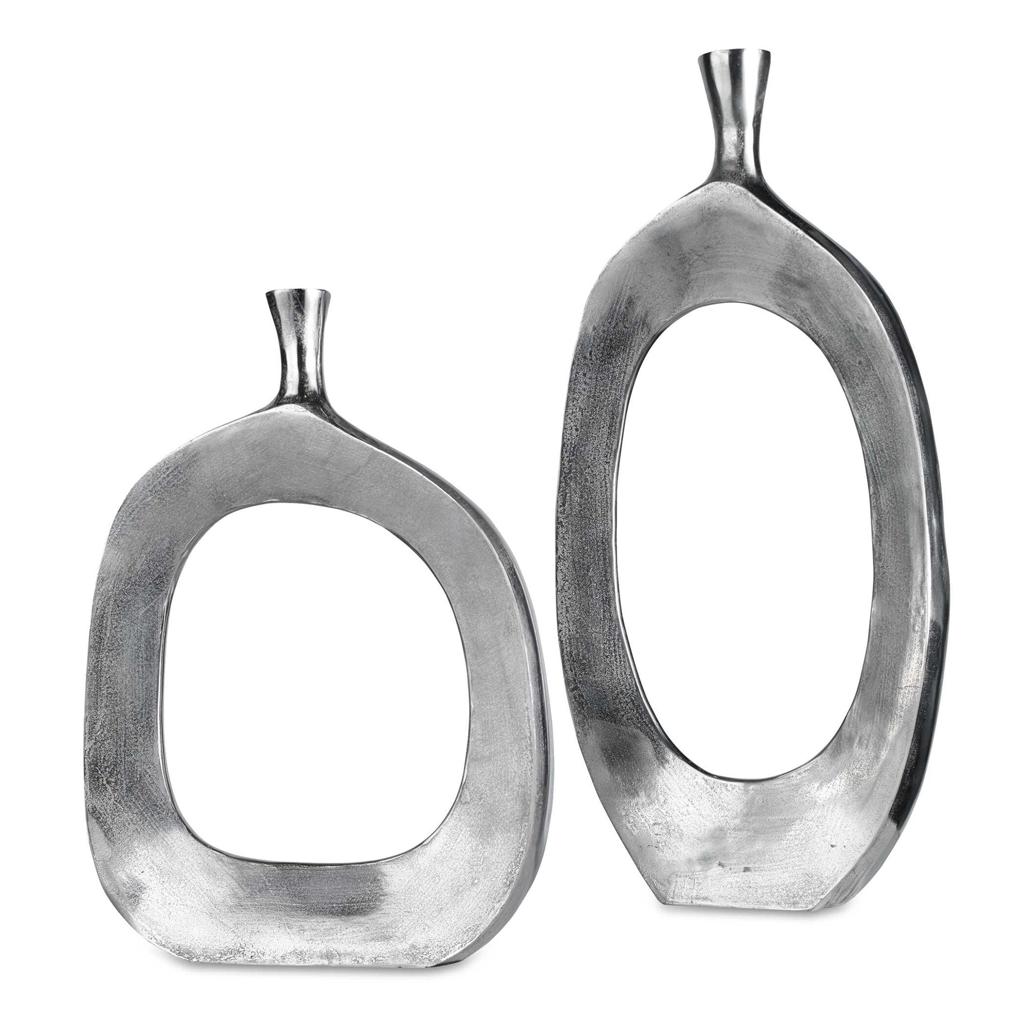 Cierra – Aluminum Vases (Set of 2) – Pearl Silver