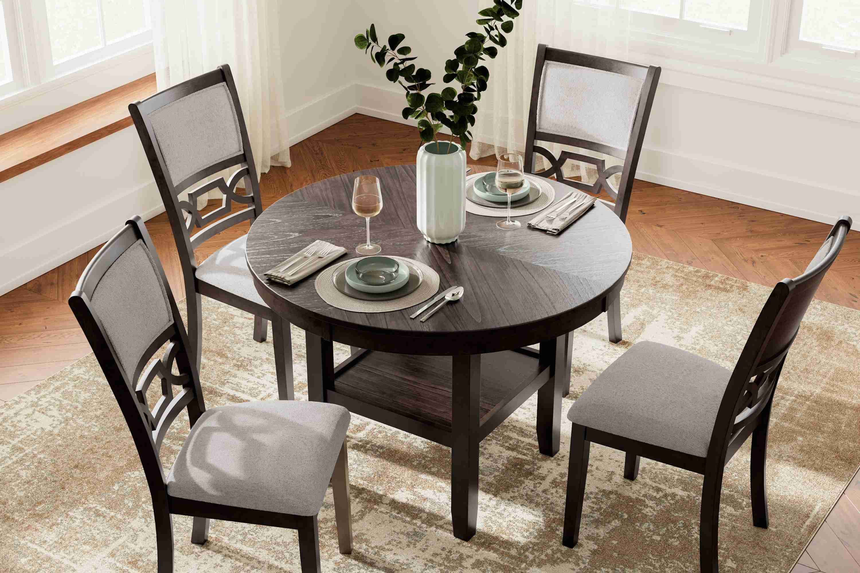 Langwest - Dining Room Table Set (Set of 5) - Brown - Image 2