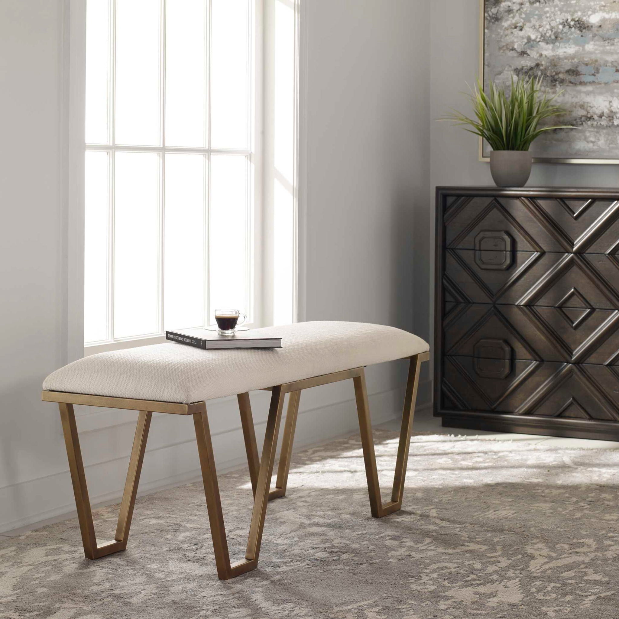 Farrah - Geometric Bench - White - Image 3